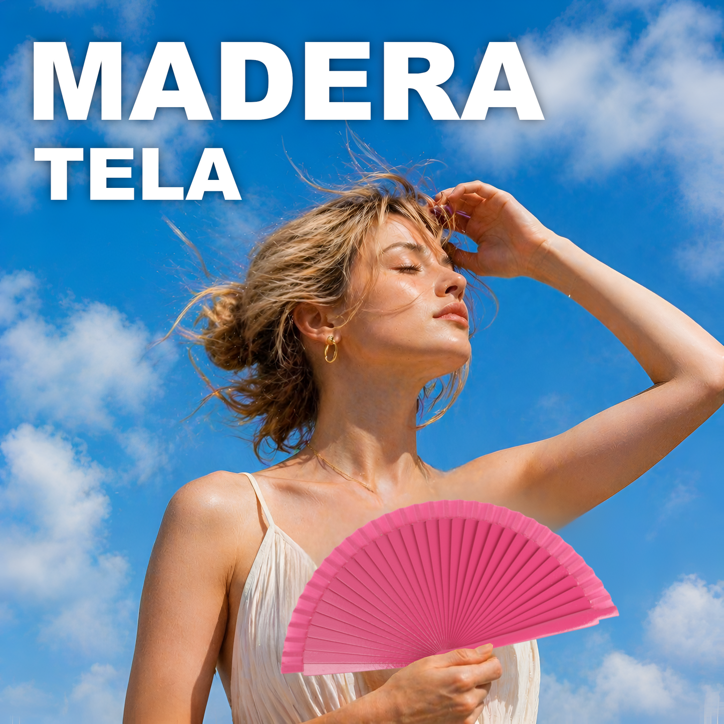 Home Universal® Pack de 1/2 Abanicos de Madera Lacados, Disponibles en Varios Colores y Tamaños, Abanico Flamenco Español para Bodas, Ferias, Fiestas, Comuniones y Eventos (19 cm, Rosa Fucsia )