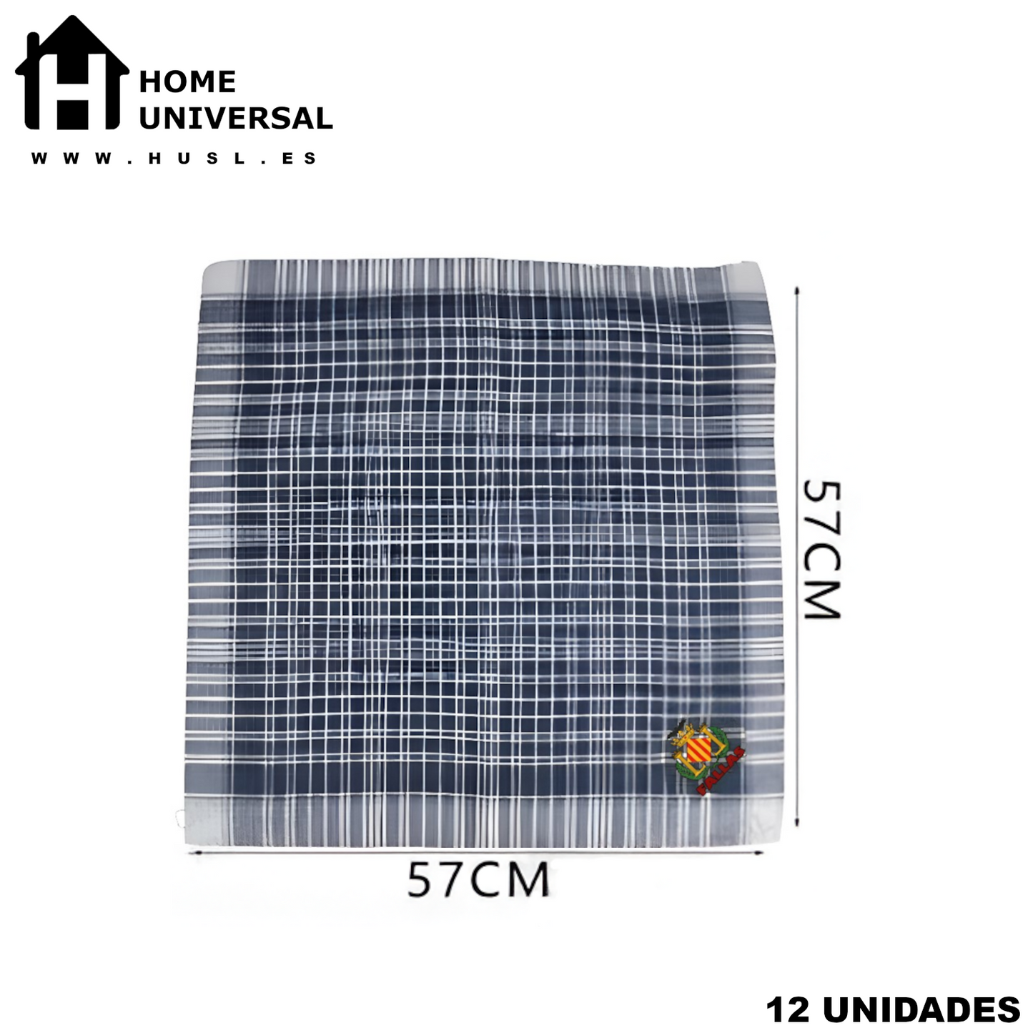 Home Universal® Pañuelo Fallero de Valencia con Escudo, Azul y Blanco 57x57cm, Azul 55x55cm  – Pañuelo Tradicional para Fallas y Fiestas Valencianas (Blanco y Azul)