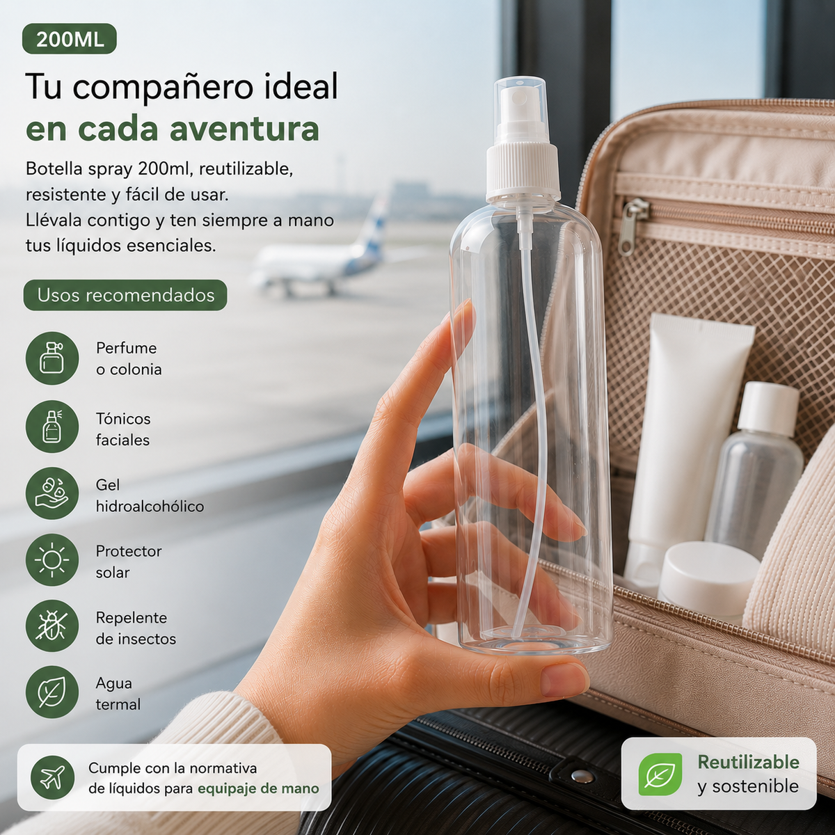 Home Universal® Botellas Vacías de Plástico con Pulverizador y Tapa Flip-Top, Reutilizables para Viaje, Cosméticos, Champú, Gel, Loción y Líquidos (200ml, Botella Pulverizadora (12 Uds))