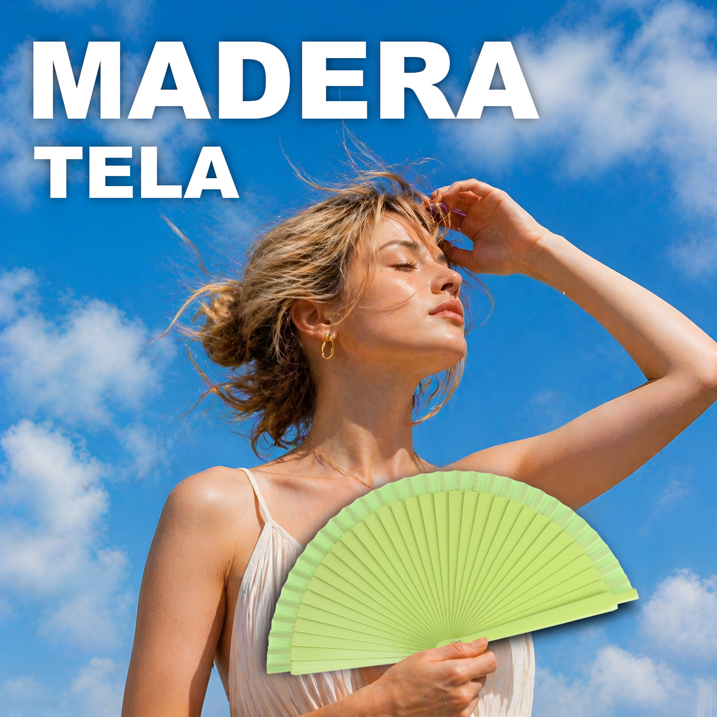 Home Universal® Pack de 1/2 Abanicos de Madera Lacados, Disponibles en Varios Colores y Tamaños, Abanico Flamenco Español para Bodas, Ferias, Fiestas, Comuniones y Eventos (23 cm, Verde Clara)