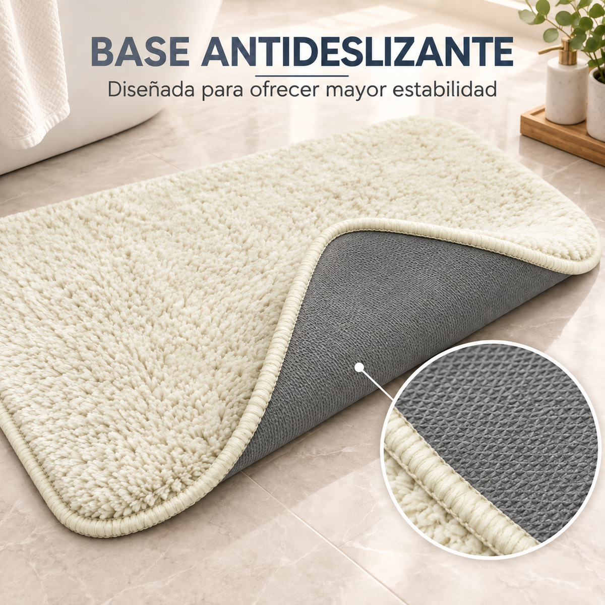 Home Universal® 2 Alfombras de Baño Absorbentes y Antideslizantes, Alfombrillas Suaves con Base de Goma, Lavables a Máquina, para Ducha, Bañera y Lavabo (Crema, 45 x 75 cm (Rectangular))
