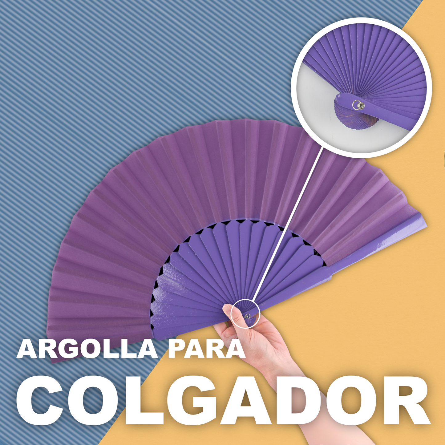 Home Universal® Abanico de madera con argollas para colgar, plegable, ligero y resistente, ideal para bodas, eventos y verano, diseño clásico y portátil perfecto para regalo y uso diario - Morado (30CM)