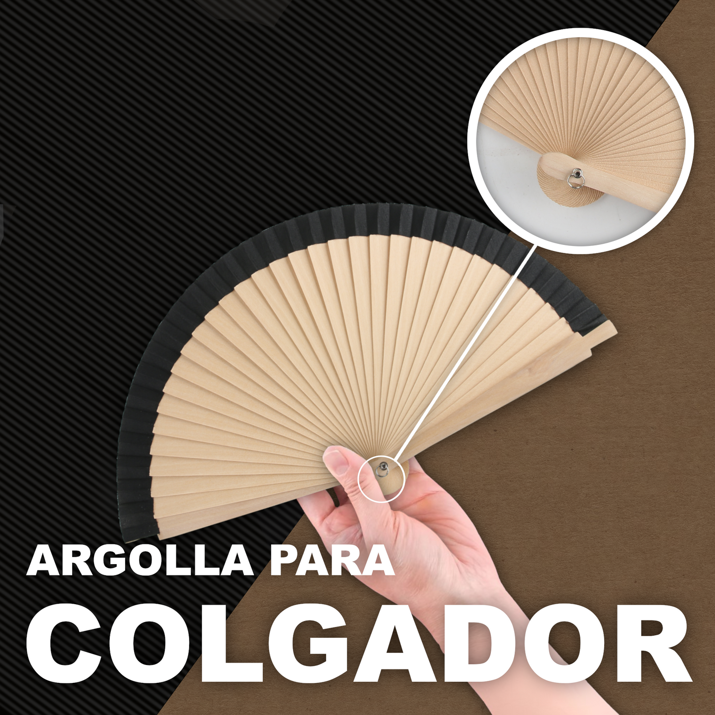 Home Universal® Abanico de Madera para Mujer, Abanico Pequeño de Mano, Modelos Lisos y de Lunares, Varios Colores Disponibles, Abanico Flamenco para Feria, Boda y Fiesta (Negro)