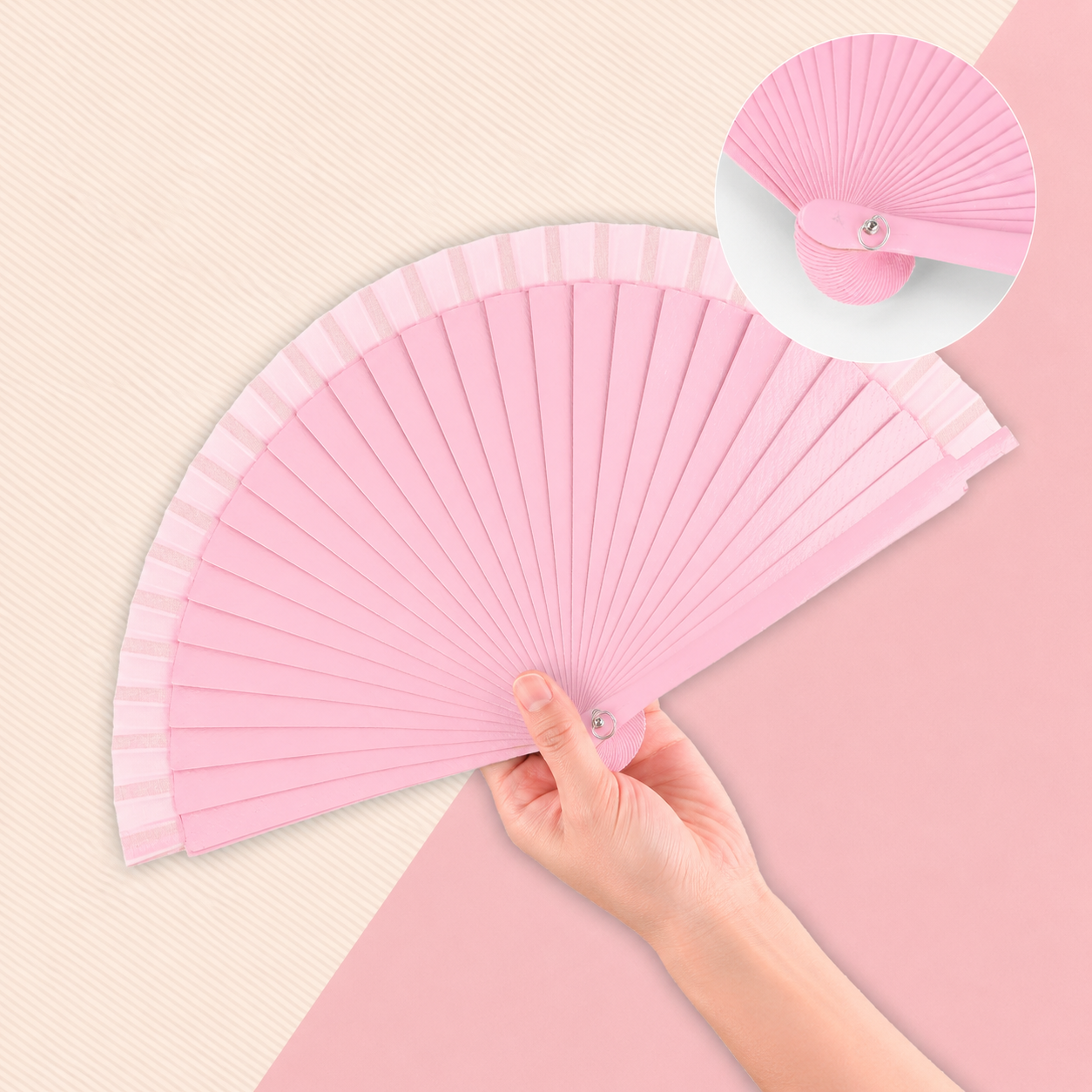 Home Universal® Pack de 12 Abanicos de Madera Lacados, Disponibles en Varios Colores y Tamaños, Abanico Flamenco Español para Bodas, Ferias, Fiestas, Comuniones y Eventos (Rosa Palo)