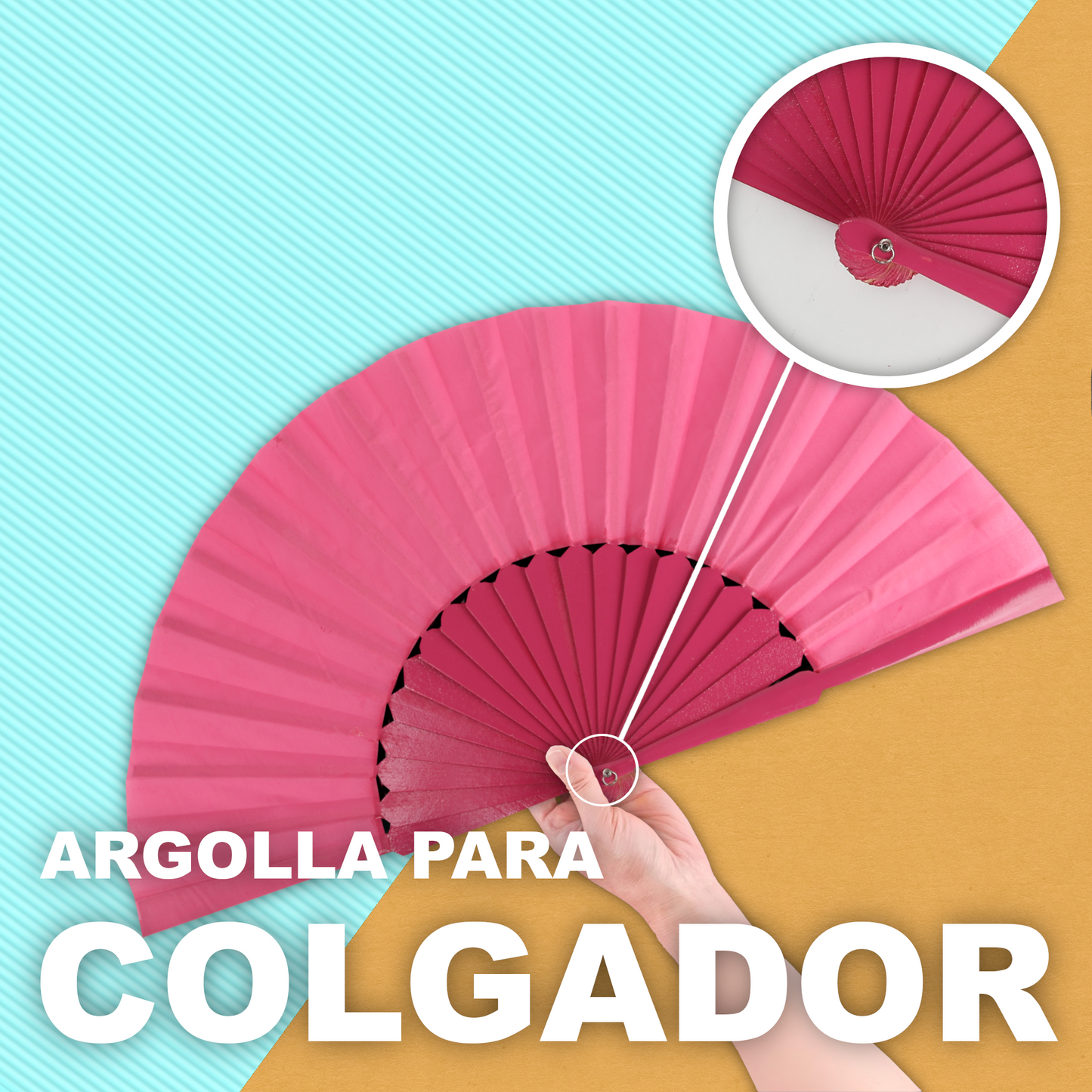 Home Universal® Abanico de madera con argollas para colgar, plegable, ligero y resistente, ideal para bodas, eventos y verano, diseño clásico y portátil perfecto para regalo y uso diario - Rosa (30CM)