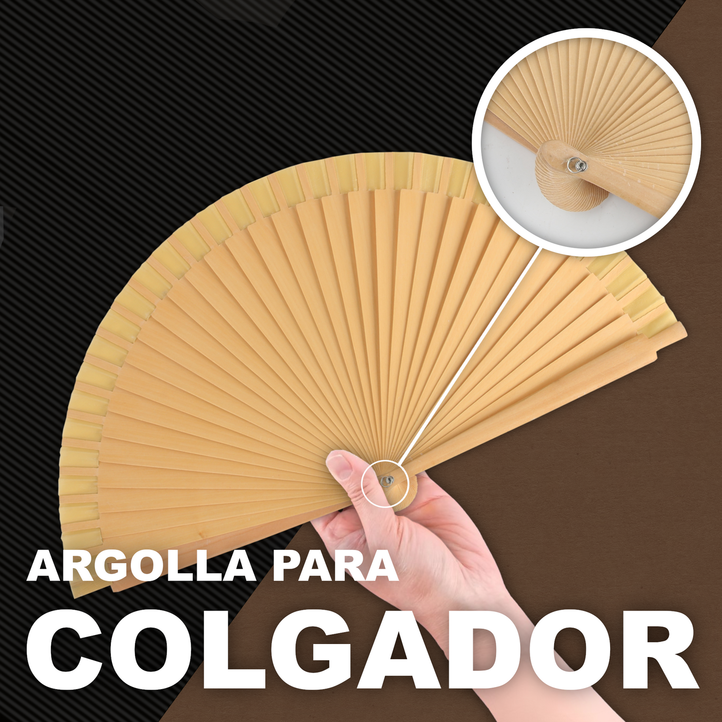 Home Universal® Pack de 12 Abanicos de Madera Lacados, Disponibles en Varios Colores y Tamaños, Abanico Flamenco Español para Bodas, Ferias, Fiestas, Comuniones y Eventos (Color Madera)