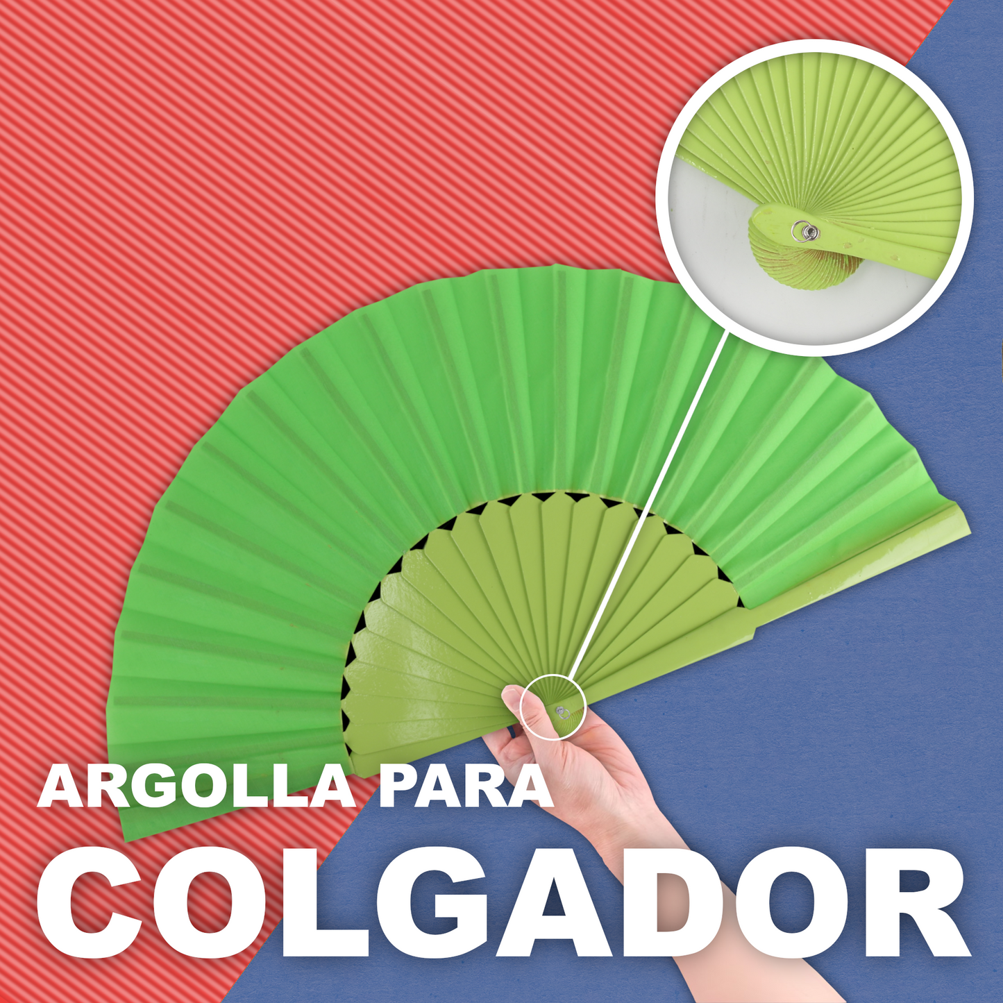 Home Universal® Abanico de madera con argollas para colgar, plegable, ligero y resistente, ideal para bodas, eventos y verano, diseño clásico y portátil perfecto para regalo y uso diario - Verde Claro (30CM)