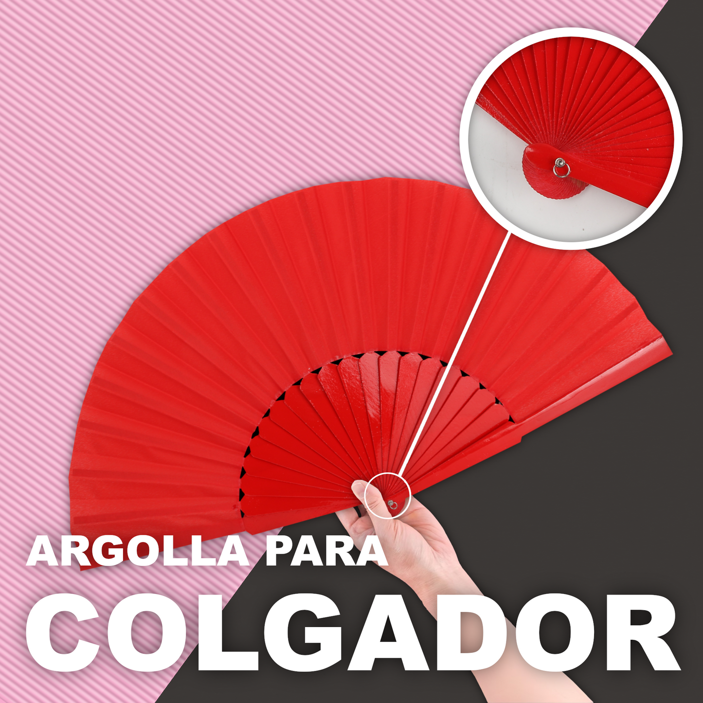 Home Universal® Abanico de madera con argollas para colgar, plegable, ligero y resistente, ideal para bodas, eventos y verano, diseño clásico y portátil perfecto para regalo y uso diario - Mezcla De Colores (30CM)