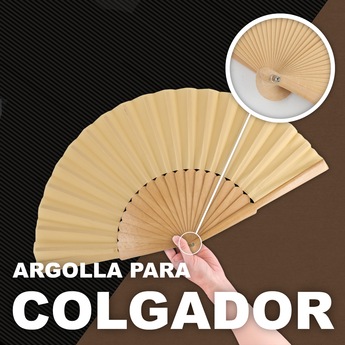 Home Universal® Abanico de madera con argollas para colgar, plegable, ligero y resistente, ideal para bodas, eventos y verano, diseño clásico y portátil perfecto para regalo y uso diario - Madera (30CM)
