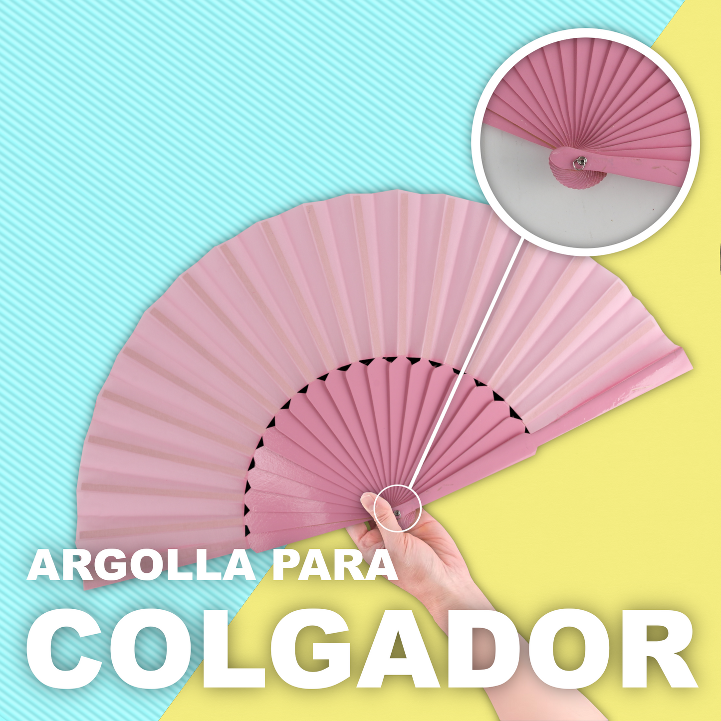 Home Universal® Abanico de madera con argollas para colgar, plegable, ligero y resistente, ideal para bodas, eventos y verano, diseño clásico y portátil perfecto para regalo y uso diario - Rosa Palo (30CM)