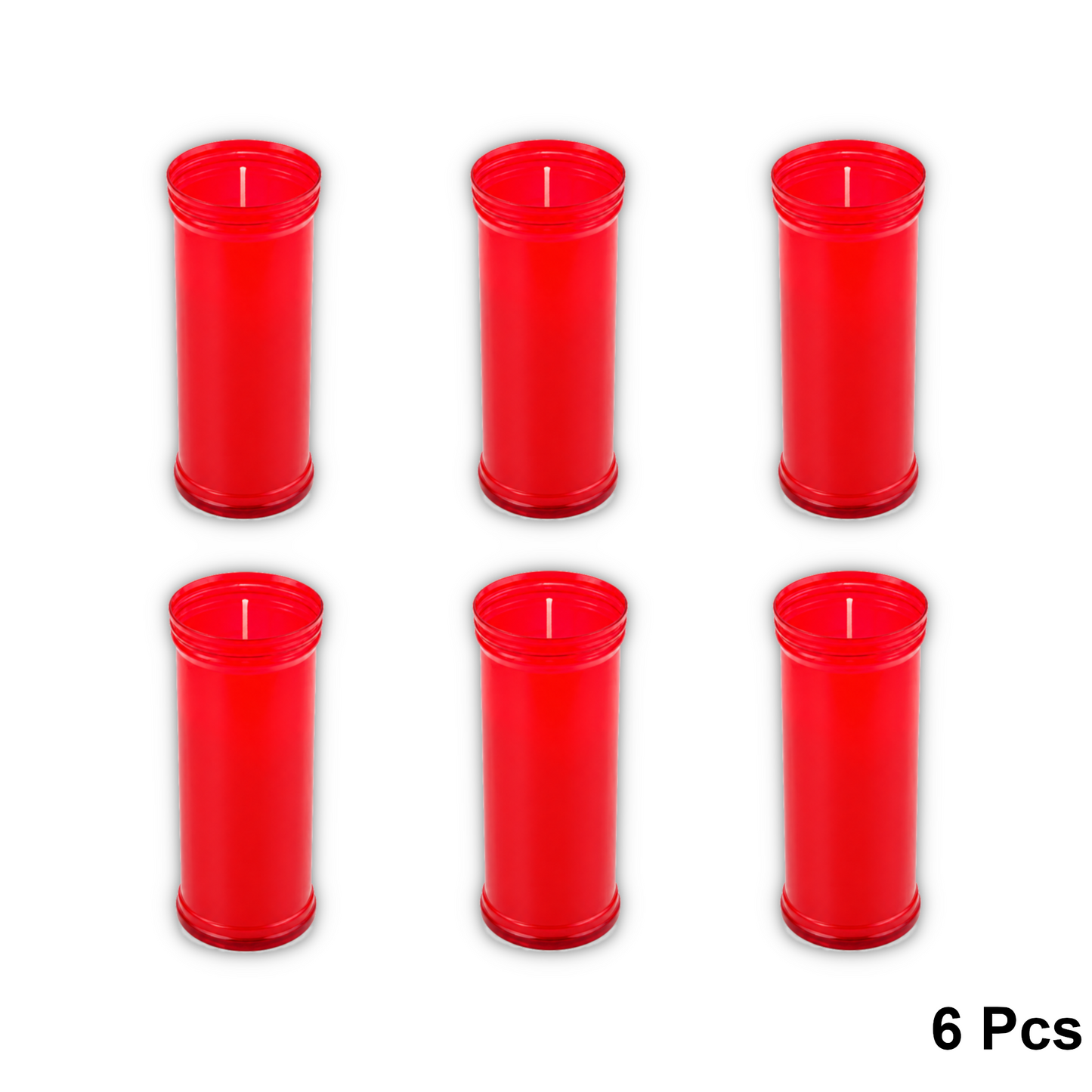 Home Universal® Velón Votivo para Iglesia y Altar, Rojo o Transparente, Varios Tamaños, Larga Duración, Ideal para Oración, Capillas, Iglesias y Velatorios (Velón Santísimo Rojo (6 Uds))