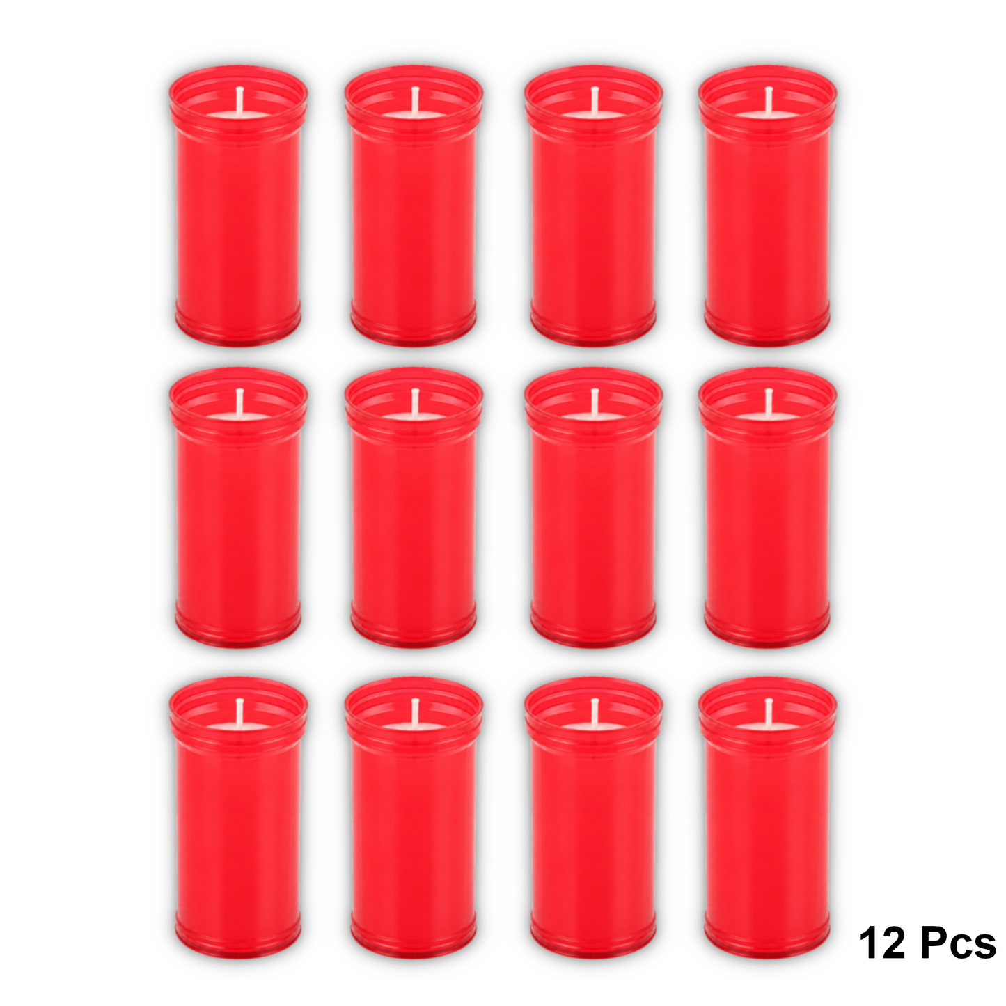 Home Universal® Velón Votivo para Iglesia y Altar, Rojo o Transparente, Varios Tamaños, Larga Duración, Ideal para Oración, Capillas, Iglesias y Velatorios (Velón Mediano Rojo (12 Uds))