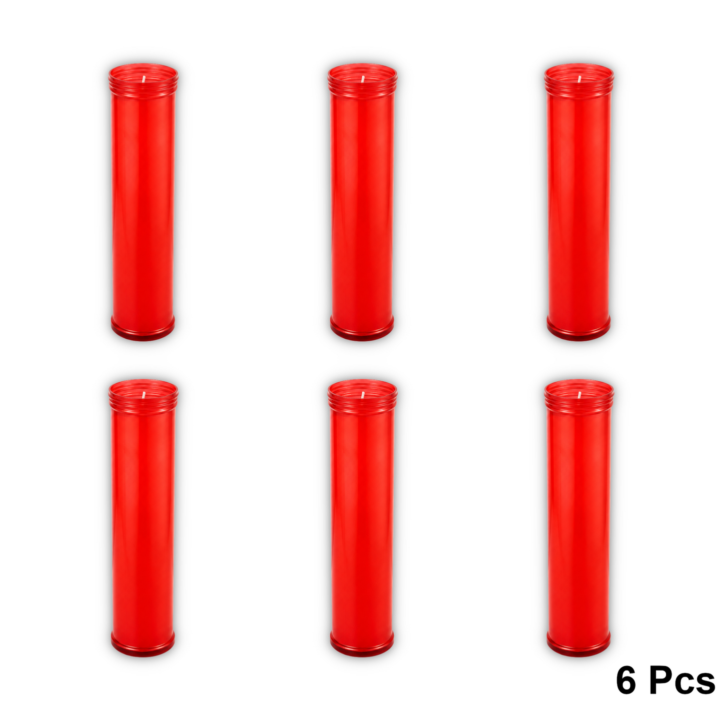 Home Universal® Velón Votivo para Iglesia y Altar, Rojo o Transparente, Varios Tamaños, Larga Duración, Ideal para Oración, Capillas, Iglesias y Velatorios (Velón Extralargo Rojo (6 Uds))