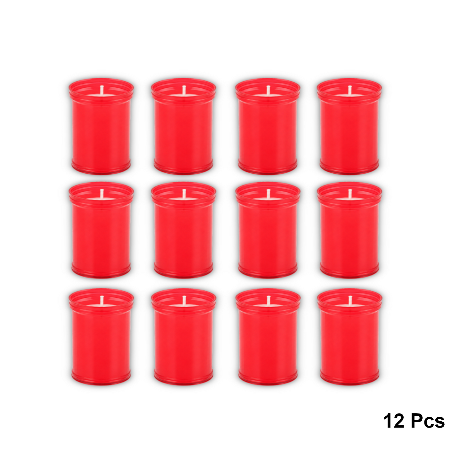 Home Universal® Velón Votivo para Iglesia y Altar, Rojo o Transparente, Varios Tamaños, Larga Duración, Ideal para Oración, Capillas, Iglesias y Velatorios (Velón Pequeño Rojo (12 Uds))