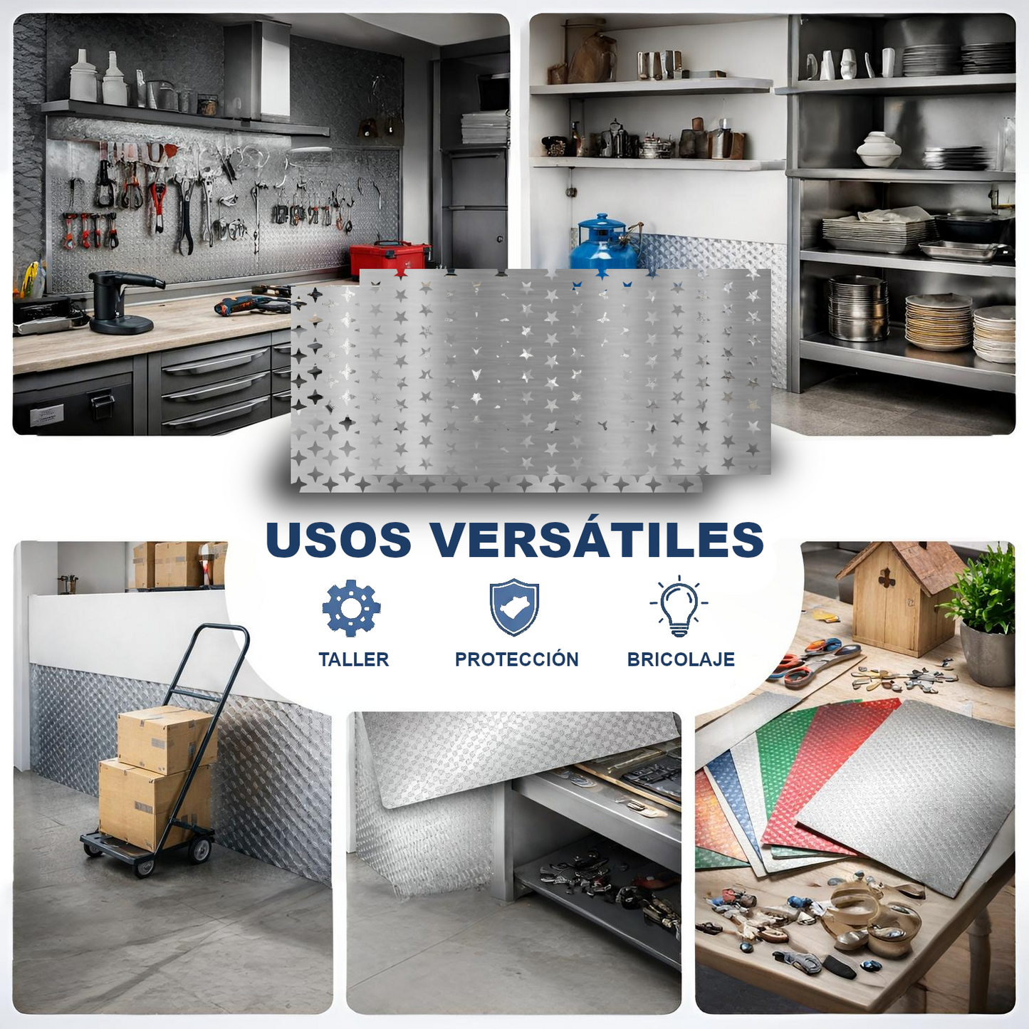 ome Universal® Chapa de Aluminio Estriada, Lisa, Malla y Perforada (Cuadrada, Ovalada, Redonda), Rugosa – Lámina Metálica Resistente Anticorrosión para Bricolaje e Industria Superficie (Perforada Forma) - Rombo-10X10MM (25X50CM - 1MM)