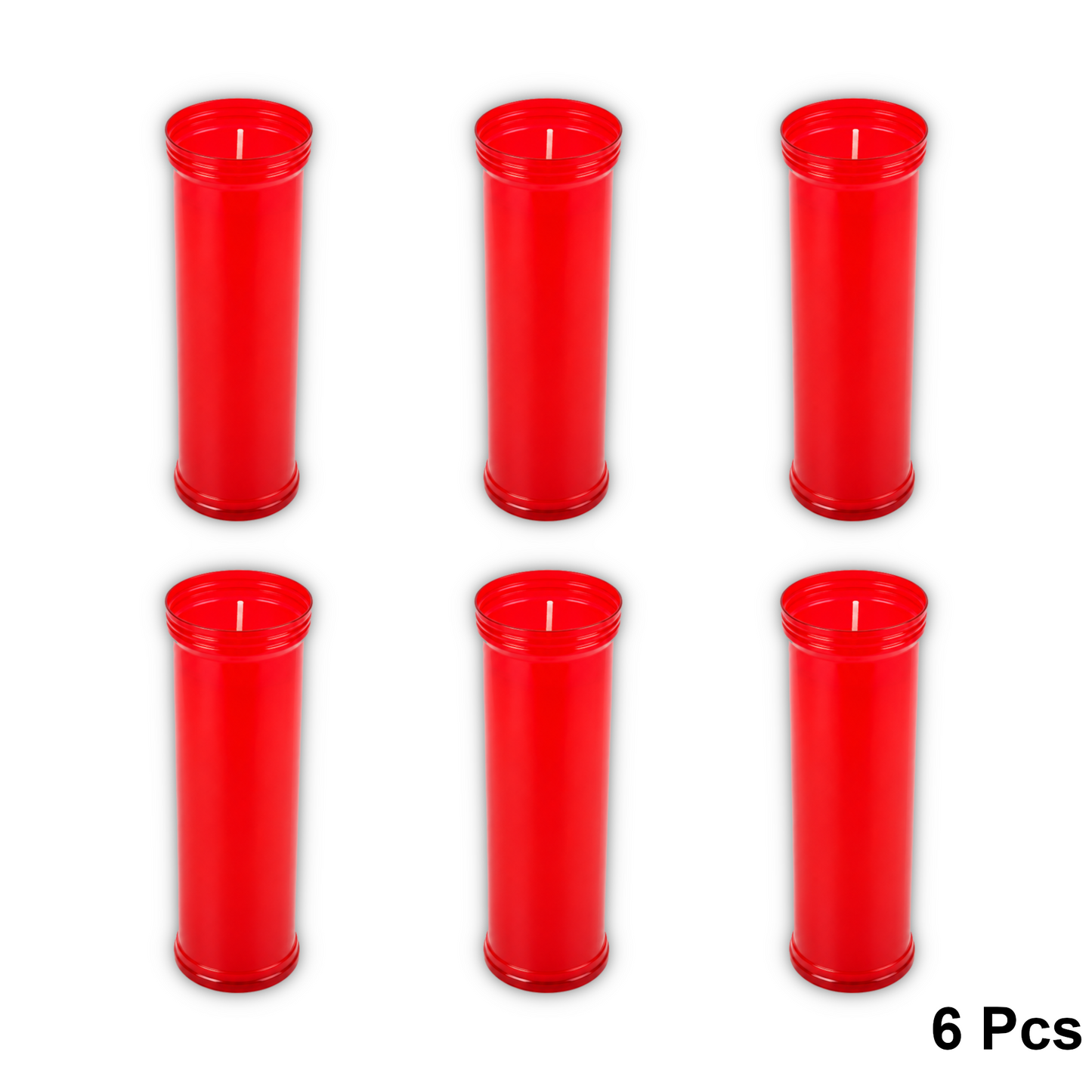 Home Universal® Velón Votivo para Iglesia y Altar, Rojo o Transparente, Varios Tamaños, Larga Duración, Ideal para Oración, Capillas, Iglesias y Velatorios (Velón Iluminación Rojo (6 Uds))