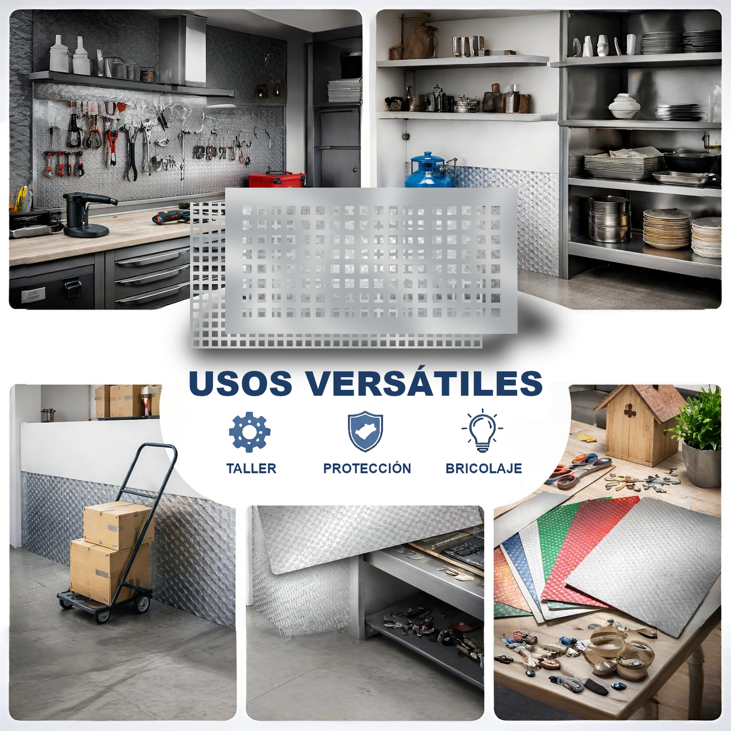 ome Universal® Chapa de Aluminio Estriada, Lisa, Malla y Perforada (Cuadrada, Ovalada, Redonda), Rugosa – Lámina Metálica Resistente Anticorrosión para Bricolaje e Industria Superficie (Perforada Cuadrado) - Perforada Cuadrado-15X15MM (50X50CM - 1MM)