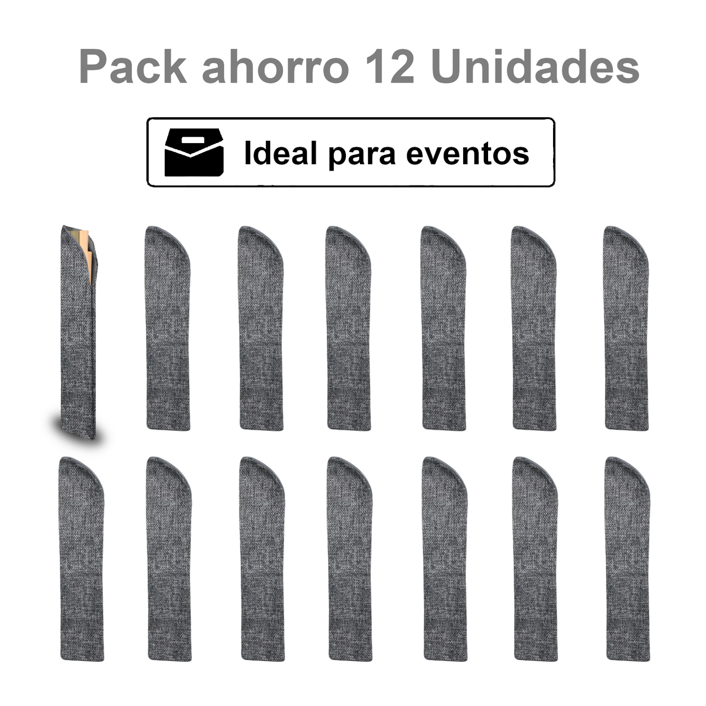 Home Universal ® 12 Piezas Funda De Abanicos, Bolsa De Abanicos, Bolsa De Regalo, Detalles Para Invitados, Regalos De Boda, Fiestas, Comunión o Bautizo (Tela Yute Gris, 5.5 x 25)