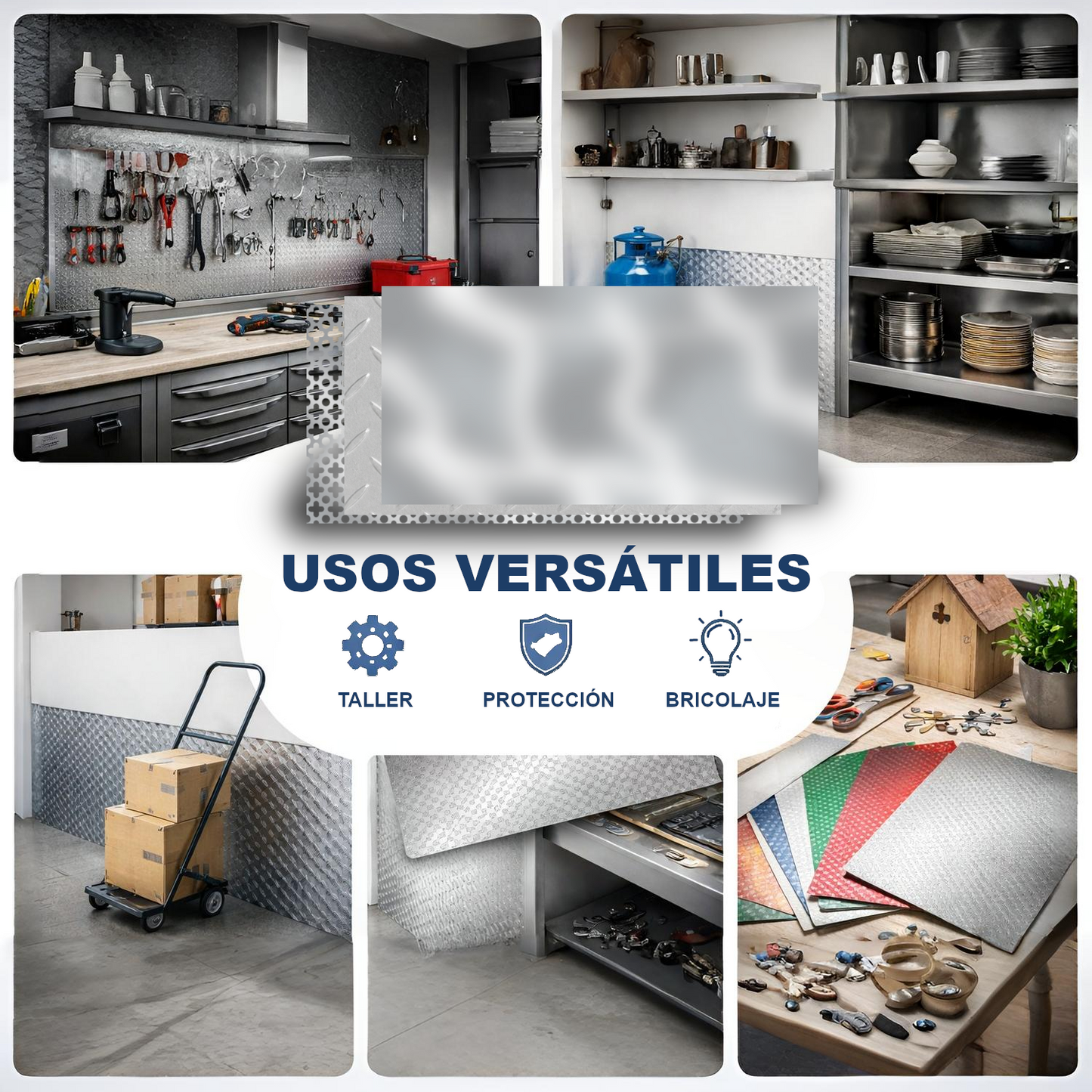 Home Universal® Chapa Acero inoxidable Superficie Liso, Estriada, Perforación Cuadrifolio – Lámina Metálica Resistente Anticorrosión para Bricolaje e Industria-Liso  (50X50CM - 0.5MM)