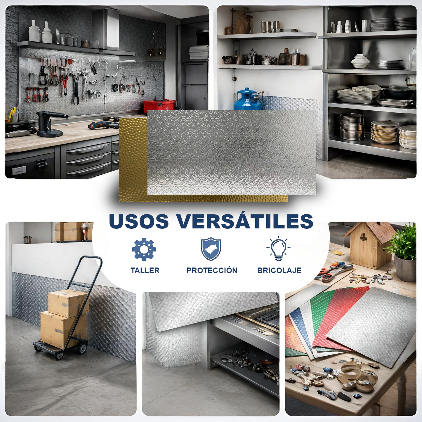 ome Universal® Chapa de Aluminio Estriada, Lisa, Malla y Perforada (Cuadrada, Ovalada, Redonda), Rugosa – Lámina Metálica Resistente Anticorrosión para Bricolaje e Industria Superficie (Rugosidad) - Plateado (25X50CM - 0.6MM)