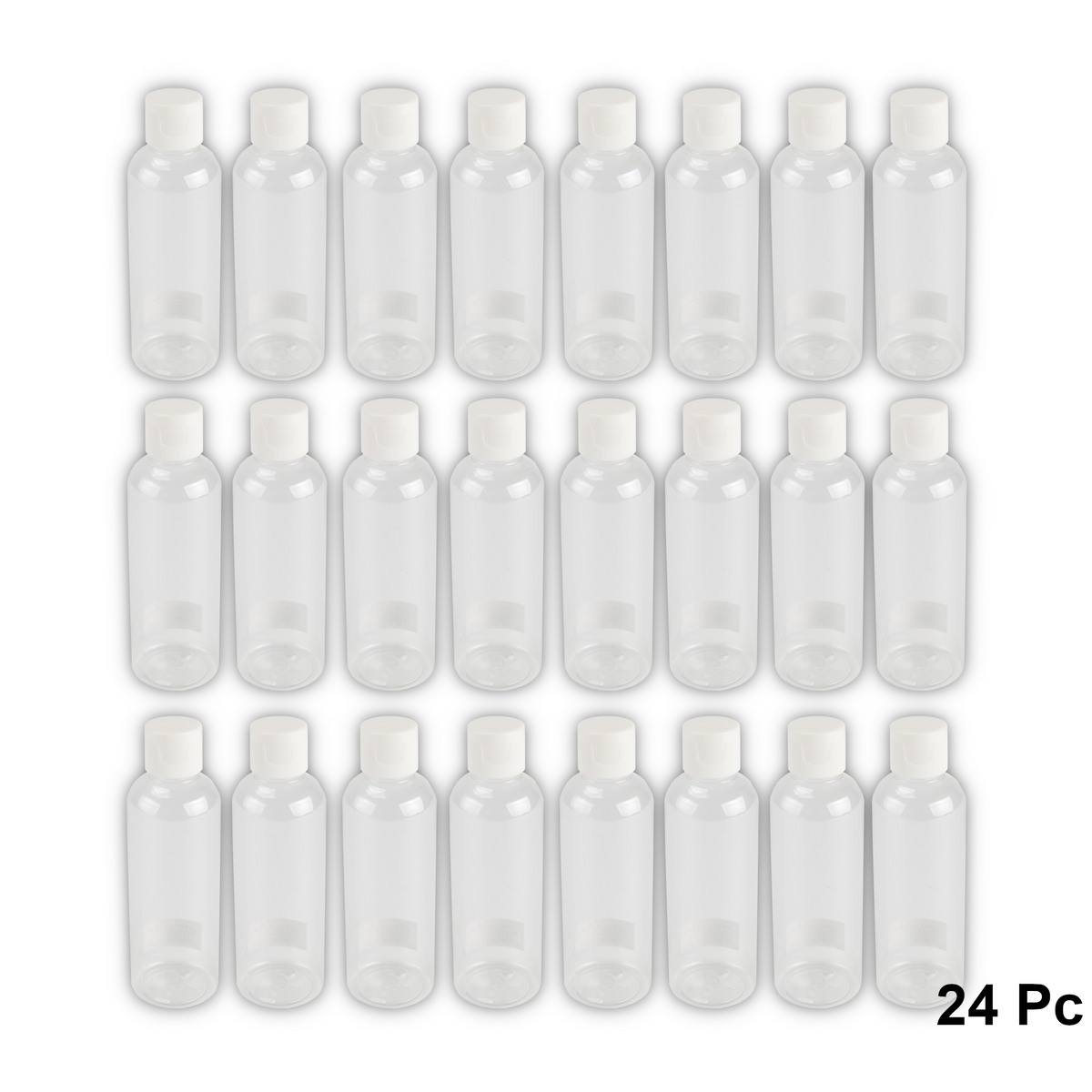 Home Universal® Botellas Vacías de Plástico con Pulverizador y Tapa Flip-Top, Reutilizables para Viaje, Cosméticos, Champú, Gel, Loción y Líquidos (100ml, Botella Tapa Flip-Top (24 Uds))