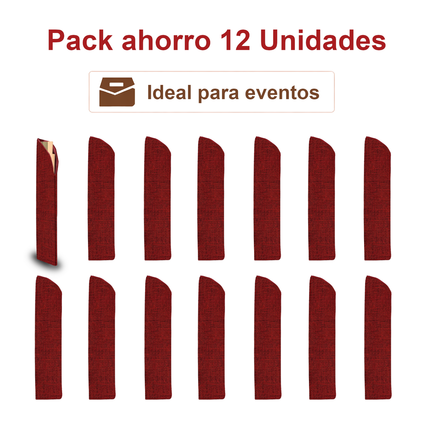 Home Universal ® 12 Piezas Funda De Abanicos, Bolsa De Abanicos, Bolsa De Regalo, Detalles Para Invitados, Regalos De Boda, Fiestas, Comunión o Bautizo (Tela Yute Rojo, 5.5 x 25)