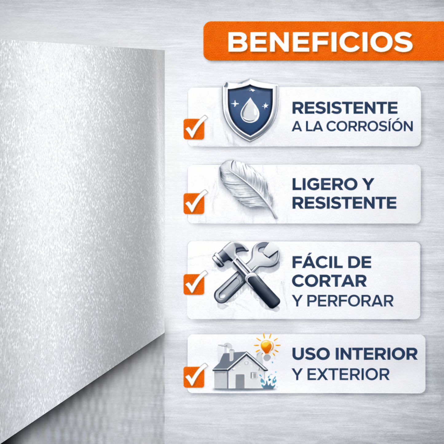 Home Universal® Chapa Galvanizada Lisa y Perforada, Lámina Metálica Resistente Anticorrosión para BricolajeSuperficie (Superficie (Liso)Estandar (50X50CM - 0.6MM))