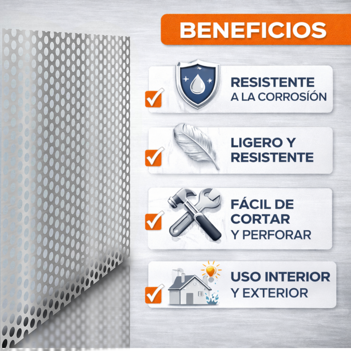 ome Universal® Chapa de Aluminio Estriada, Lisa, Malla y Perforada (Cuadrada, Ovalada, Redonda), Rugosa – Lámina Metálica Resistente Anticorrosión para Bricolaje e Industria Superficie (Perforada Redondo) - Perforada Redondo-12MM (25X50CM - 1MM)
