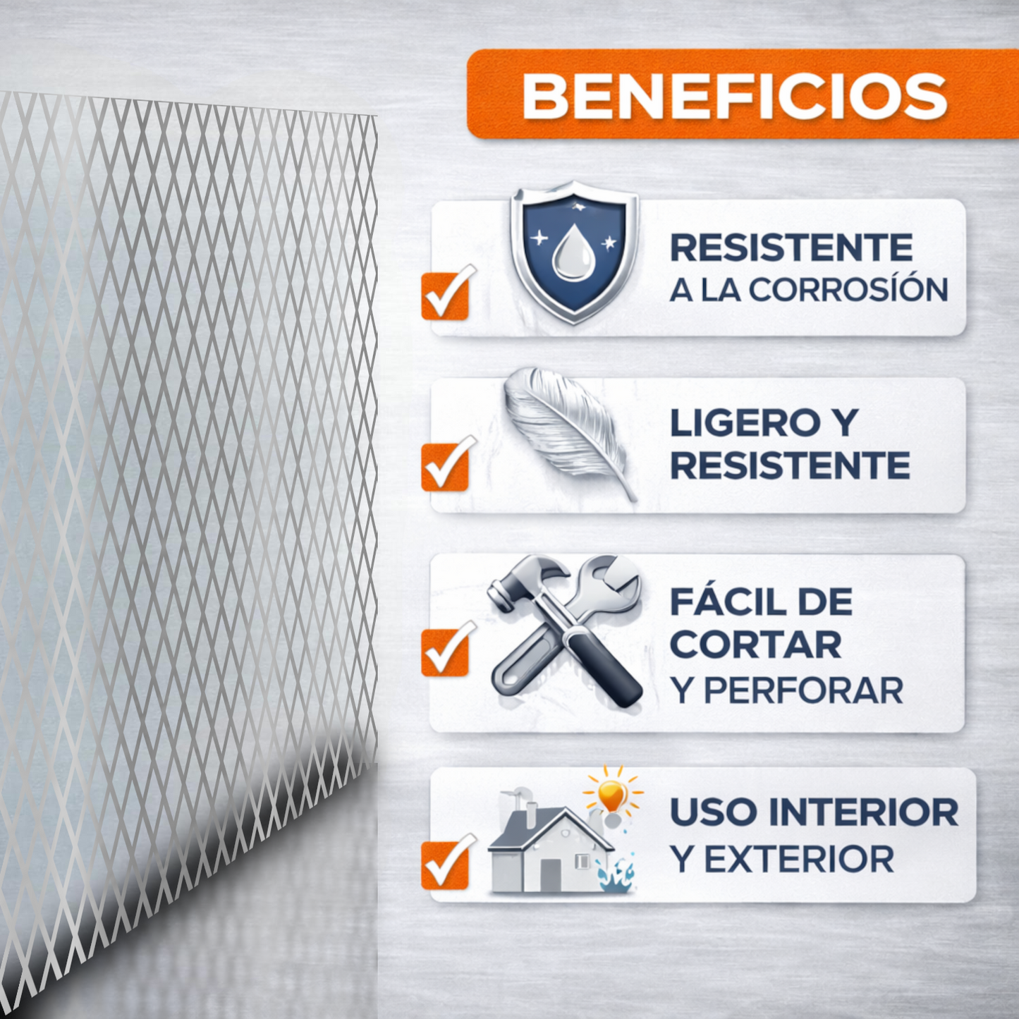 Home Universal® Chapa Galvanizada Lisa y Perforada, Lámina Metálica Resistente Anticorrosión para BricolajeSuperficie (Superficie Perforada Forma Rombo-10X10MM (25X50CM - 0.6MM))
