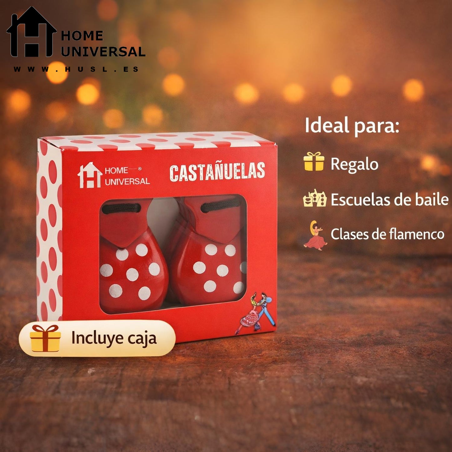 Home Universal® Castañuelas Flamencas Rojas con Lunares, Castañuelas Españolas para Baile de Flamenco,Sonido Tradicional,Ideales para Fiestas de Sevilla, Ferias, Disfraces y Eventos Españoles,2 Piezas (Color Liso · Beige)