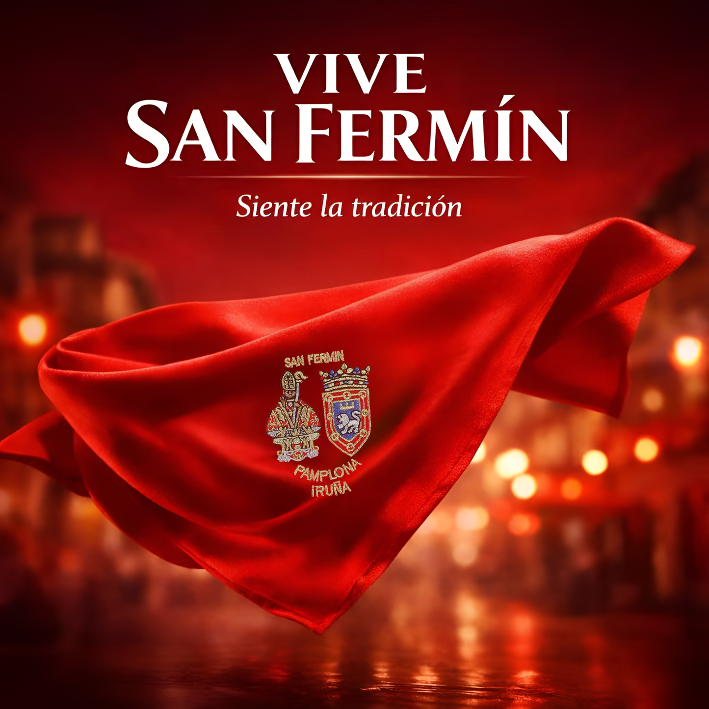 Home Universal® Fiestas Pamplona-Iruña (San Fermín) – Pack Set Accesorios con Pañuelos Rojos y Fajín Rojo Tradicional para Fiestas y Eventos, Estilo Oficial San Fermín (Pañuelo Rojo - Bordado de San Fermín, Escudo de Pamplona)