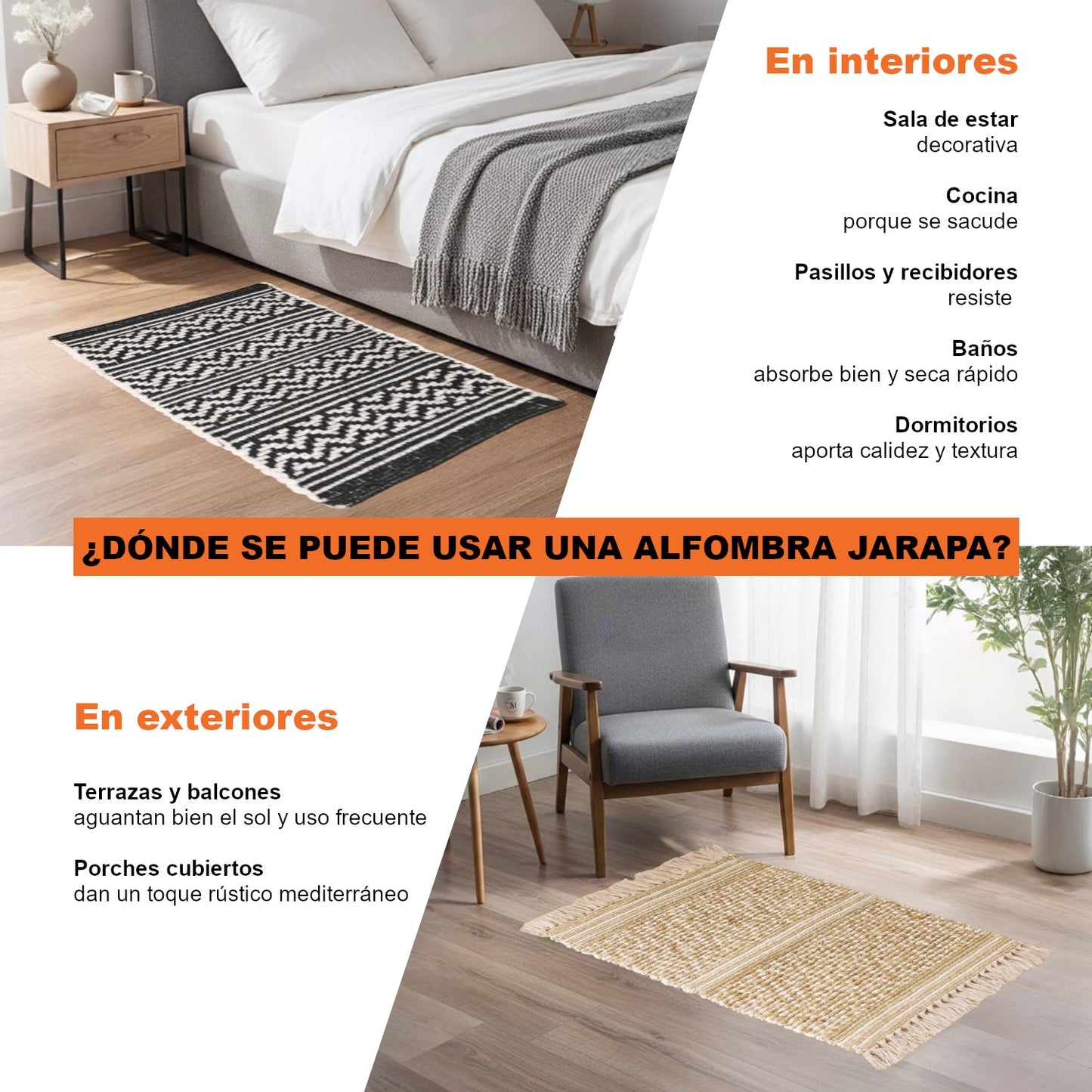 Home Universal® Alfombra Jarapa de Algodón Lavable | Diseño Geométrico Artesanal | Decoración Boho Mediterránea para Salón, Dormitorio, Pasillo y Cocina | Suave, Ligera y Resistente | Rombos Relieve