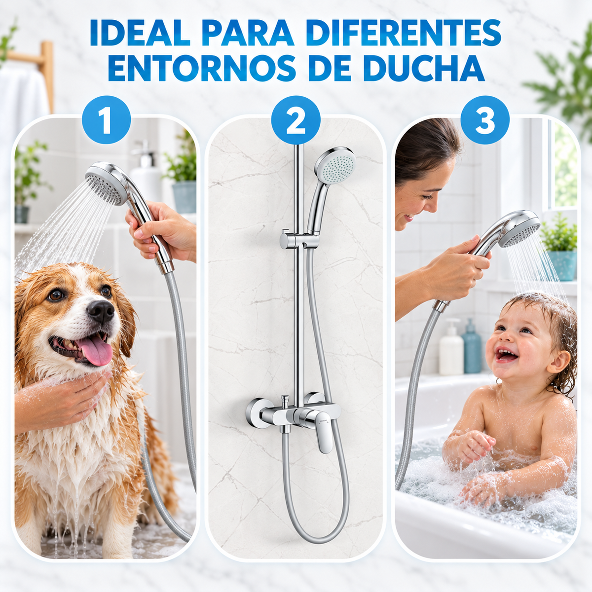 Home Universal® Manguera de Ducha Universal G1/2 – Flexible, Antienredos y Fácil de Instalar, Compatible con la Mayoría de Duchas (Gris Plata (1.5m))