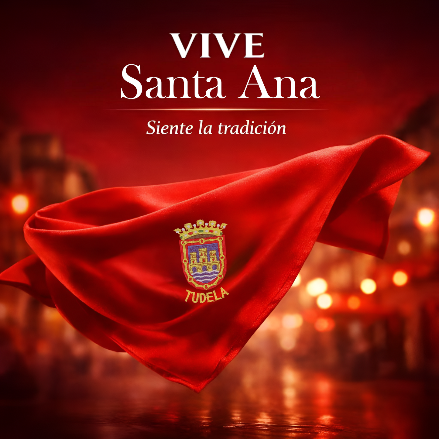 Home Universal® Pañuelo Rojo para Fiestas de Tudela Santa Ana – Tradicional, Cómodo y Resistente para Celebraciones y Eventos Populares (Pañuelo Rojo - Bordado de Escudo Tudela, Modelo 02)