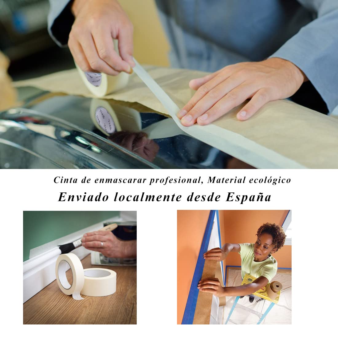 Home Universal® Cinta de Carrocero Cinta de papel para Pintar, Cinta Adhesiva de Carrocería, Cinta de Pintor - No Deja Residuos/Adhesivo sin disolventes