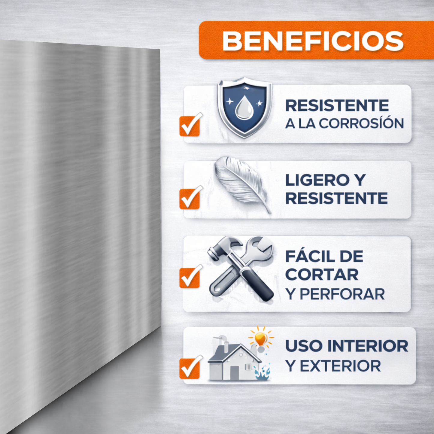 ome Universal® Chapa de Aluminio Estriada, Lisa, Malla y Perforada (Cuadrada, Ovalada, Redonda), Rugosa – Lámina Metálica Resistente Anticorrosión para Bricolaje e Industria (Superficie (Liso)) - Mate (50X50CM - 0.5MM)