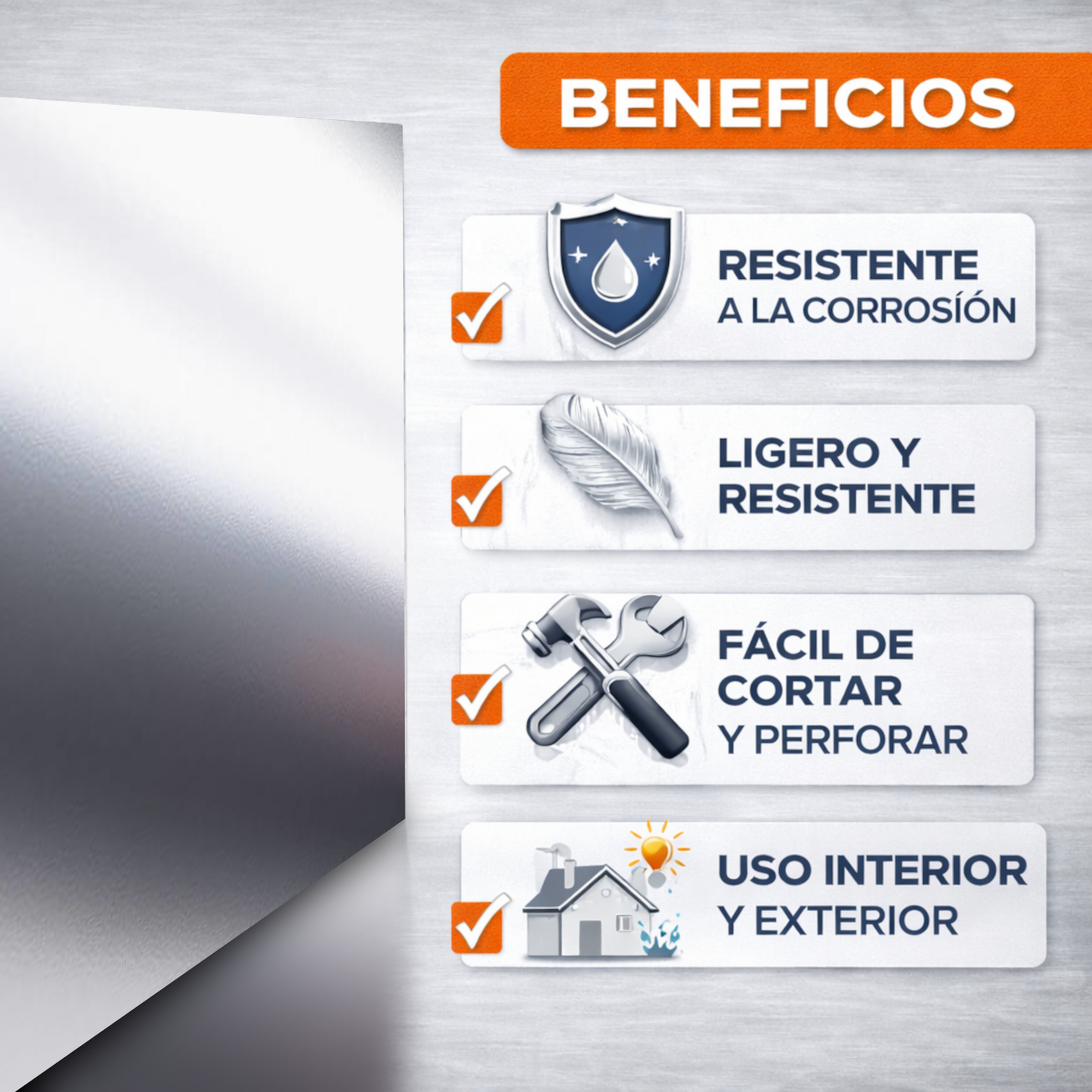 ome Universal® Chapa de Aluminio Estriada, Lisa, Malla y Perforada (Cuadrada, Ovalada, Redonda), Rugosa – Lámina Metálica Resistente Anticorrosión para Bricolaje e Industria (Superficie (Liso)) - Brillante (25X50CM - 0.5MM)