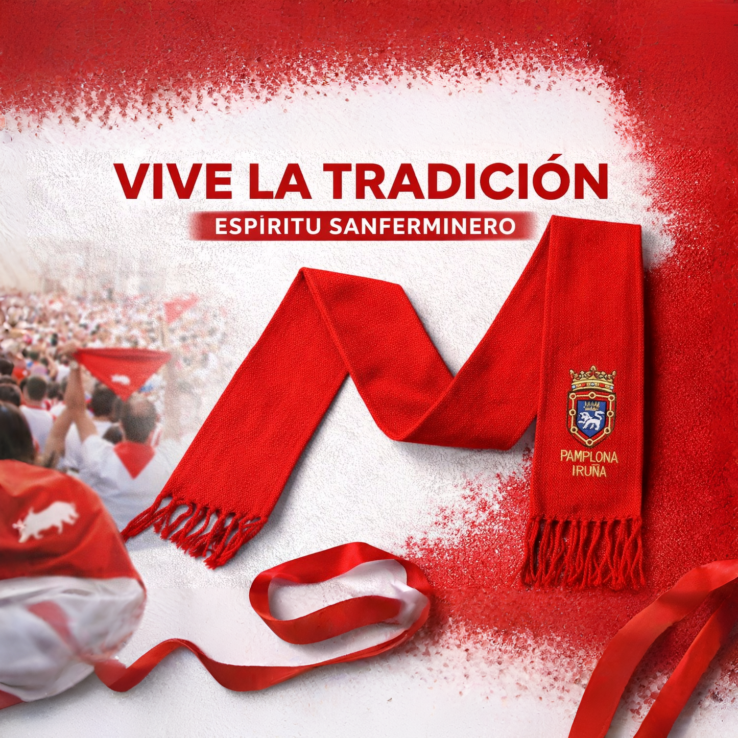 Home Universal® Fiestas Pamplona-Iruña (San Fermín) – Pack Set Accesorios con Pañuelos Rojos y Fajín Rojo Tradicional para Fiestas y Eventos, Estilo Oficial San Fermín (Fajín Rojo - Bordado de Escudo de Pamplona)
