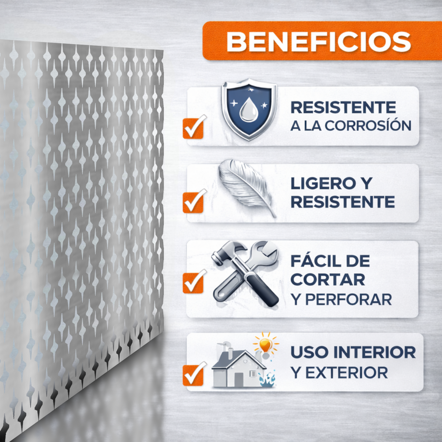 Home Universal® Chapa Galvanizada Lisa y Perforada, Lámina Metálica Resistente Anticorrosión para BricolajeSuperficie (Superficie Perforada Forma Brillo-20X20MM (25X50CM - 0.6MM))