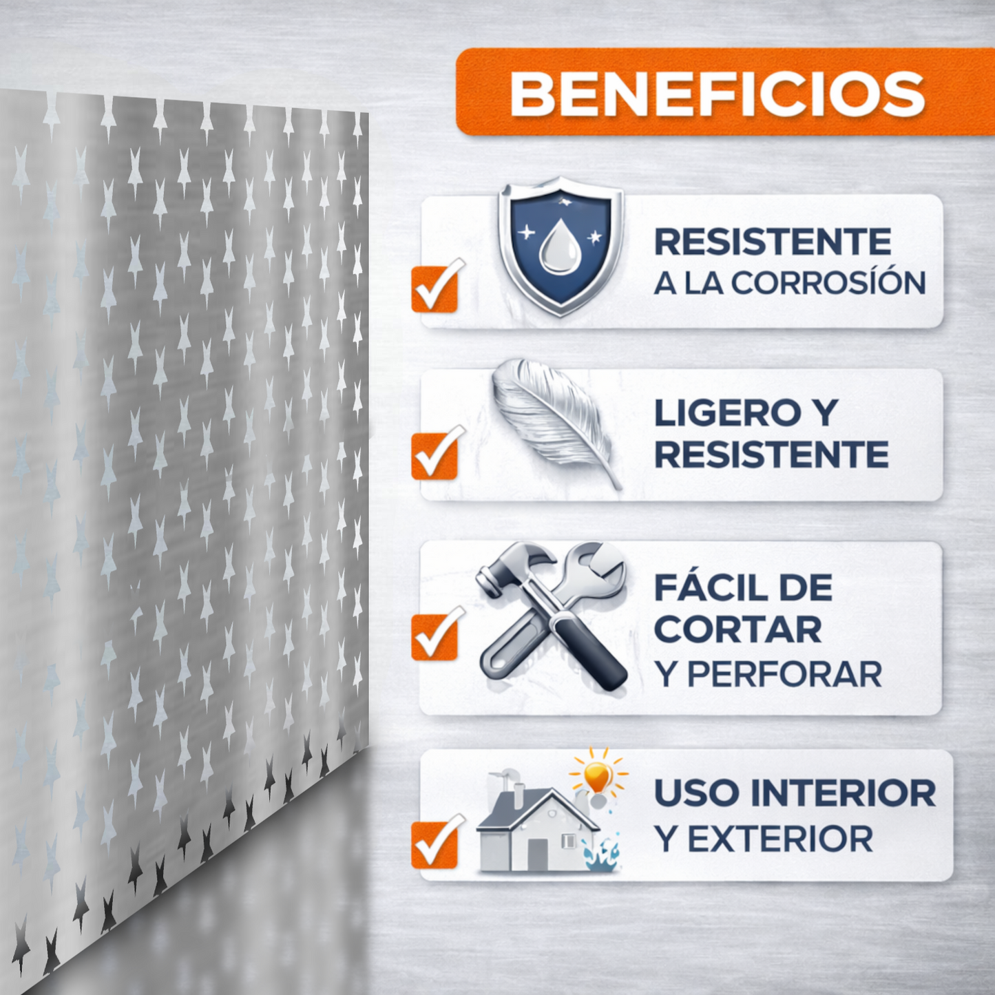 Home Universal® Chapa Galvanizada Lisa y Perforada, Lámina Metálica Resistente Anticorrosión para BricolajeSuperficie (Superficie Perforada Forma Estrella-18X18MM (25X50CM - 0.6MM))