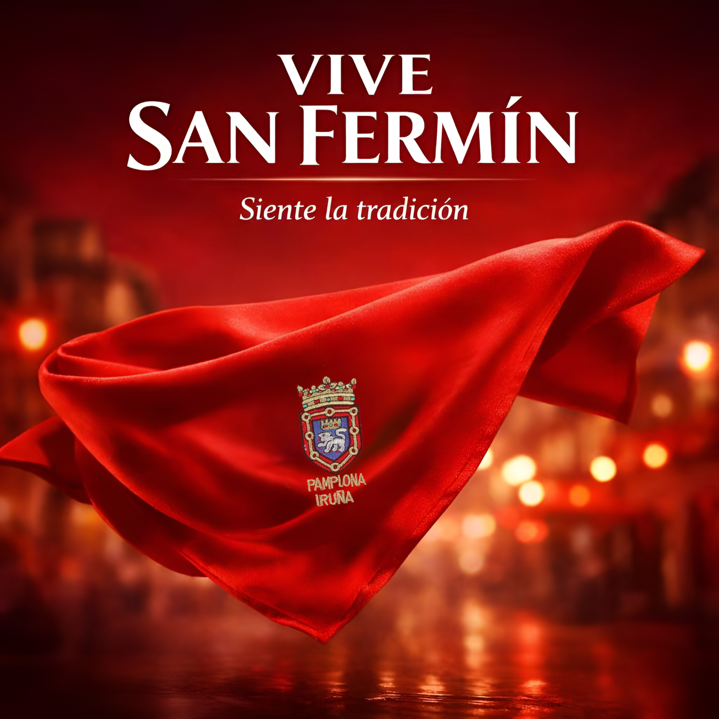 Home Universal® Fiestas Pamplona-Iruña (San Fermín) – Pack Set Accesorios con Pañuelos Rojos y Fajín Rojo Tradicional para Fiestas y Eventos, Estilo Oficial San Fermín (Pañuelo Rojo - Bordado de Escudo de Pamplona)