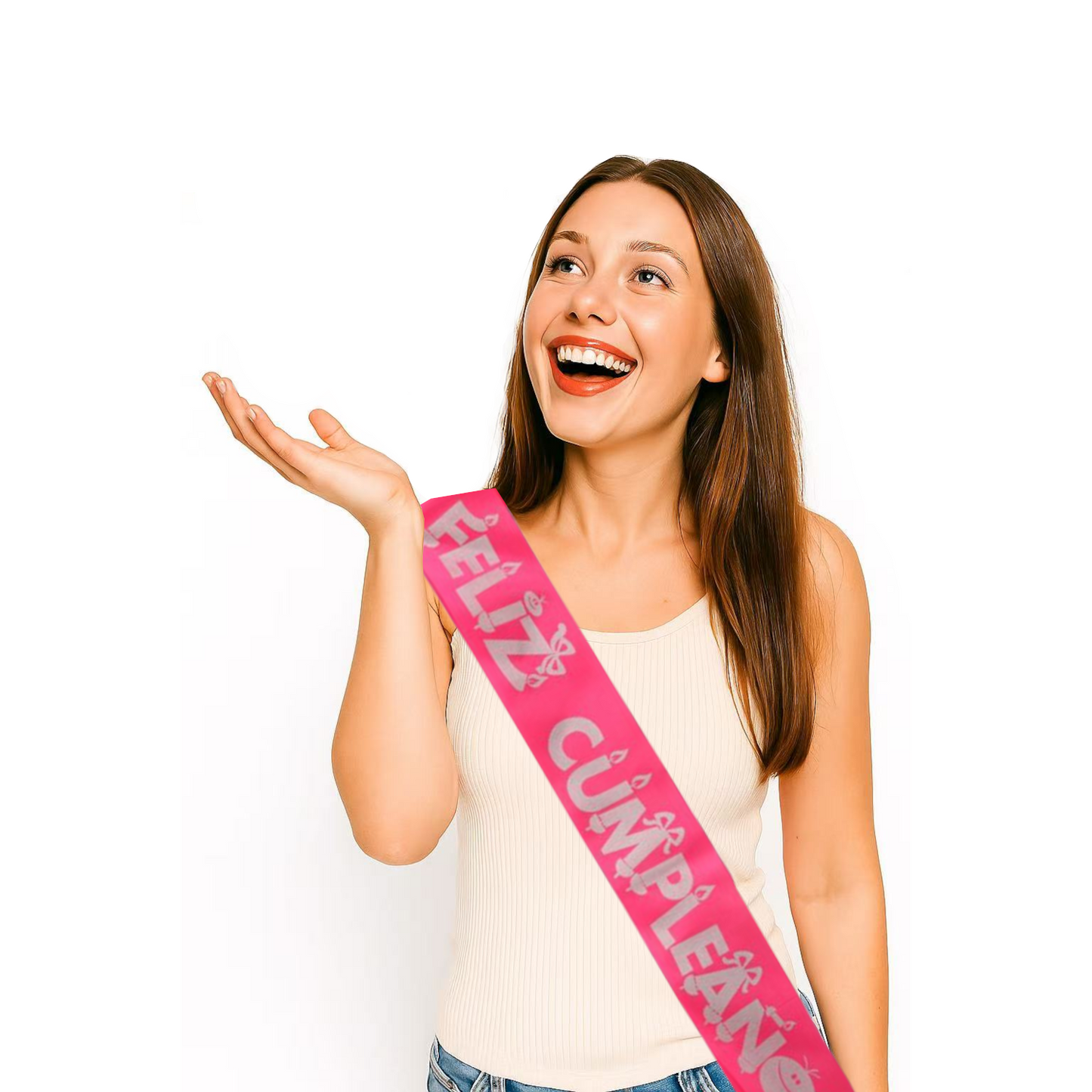 Home Universal® Banda Feliz Cumpleaños – Cinta Decorativa para Fiesta y Photocall, Accesorio para Mujer, Hombre y Niños, Diseño Elegante con Letras Doradas, Ideal para Celebraciones y Sesiones de Fotos (Con letra "Feliz cumpleaños" - 1 unidad)