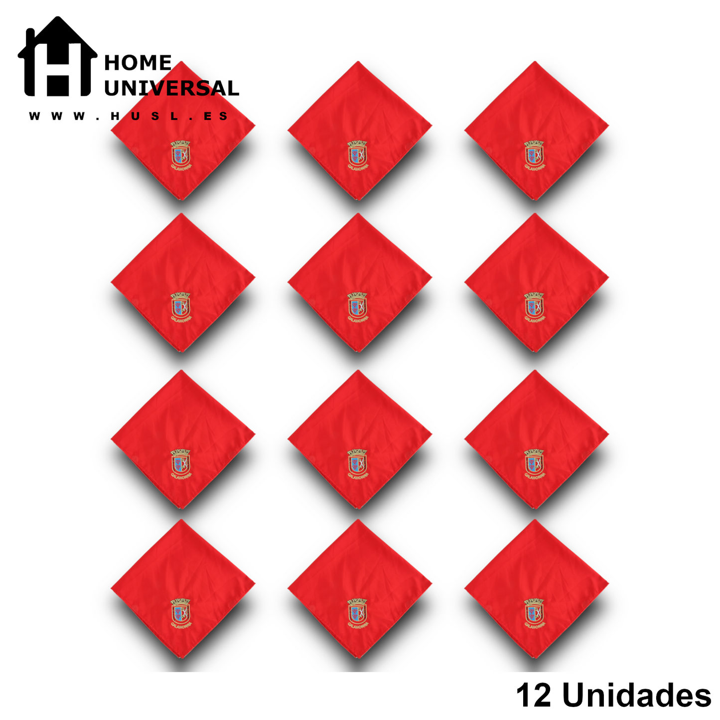 Home Universal® Pañuelo Rojo para Fiestas Calahorra San Emeterio y San Celedonio – Tradicional, Cómodo y Resistente para Celebraciones y Eventos Populares (Pañuelo Rojo - Bordado de Escudo Calahorra)