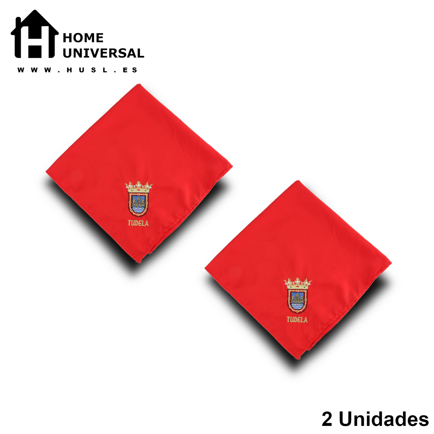 Home Universal® Pañuelo Rojo para Fiestas de Tudela Santa Ana – Tradicional, Cómodo y Resistente para Celebraciones y Eventos Populares (Pañuelo Rojo - Bordado de Escudo Tudela, Modelo 01)