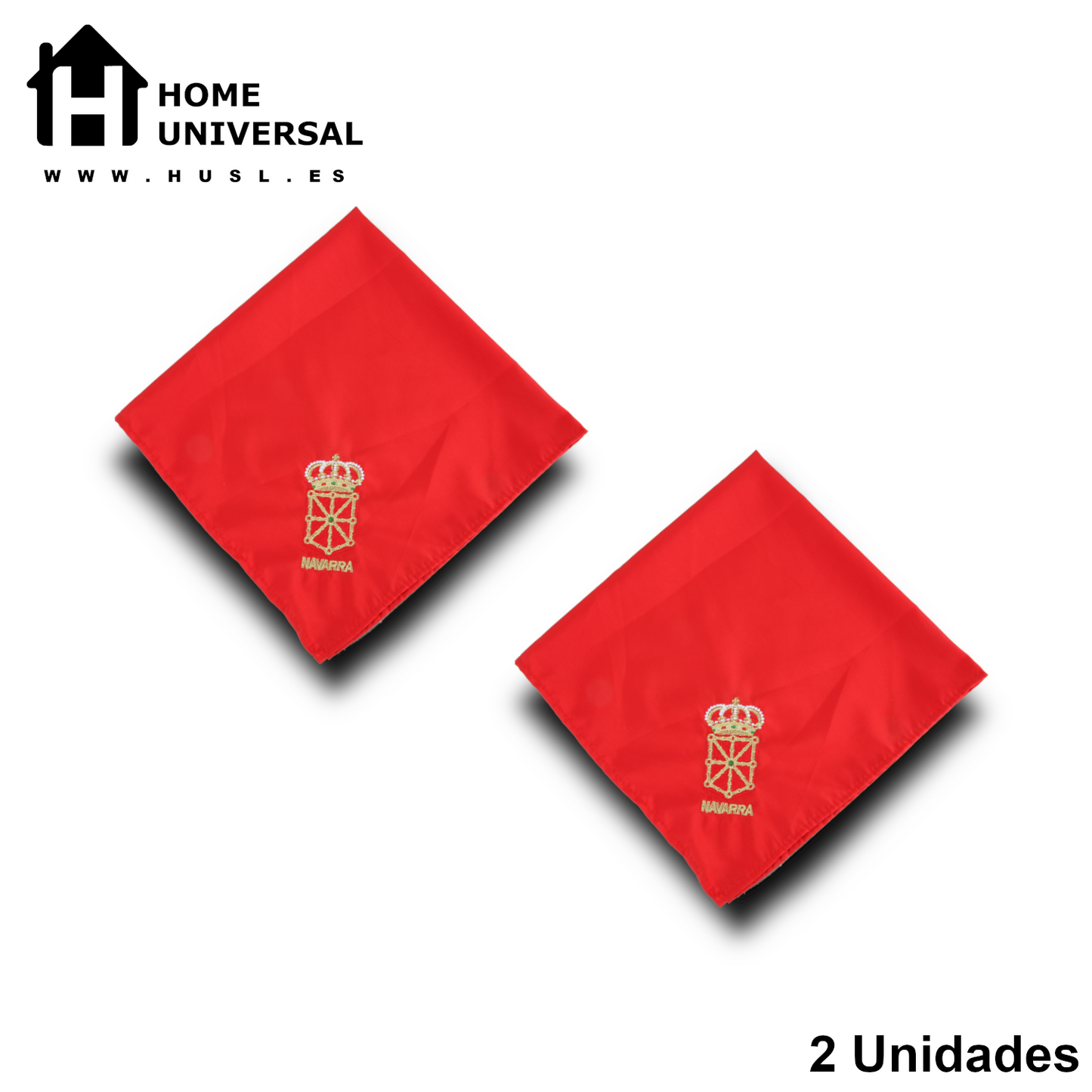 Home Universal® Fiestas Pamplona-Iruña (San Fermín) – Pack Set Accesorios con Pañuelos Rojos y Fajín Rojo Tradicional para Fiestas y Eventos, Estilo Oficial San Fermín (Pañuelo Rojo - Bordado de Escudo de Navarra)