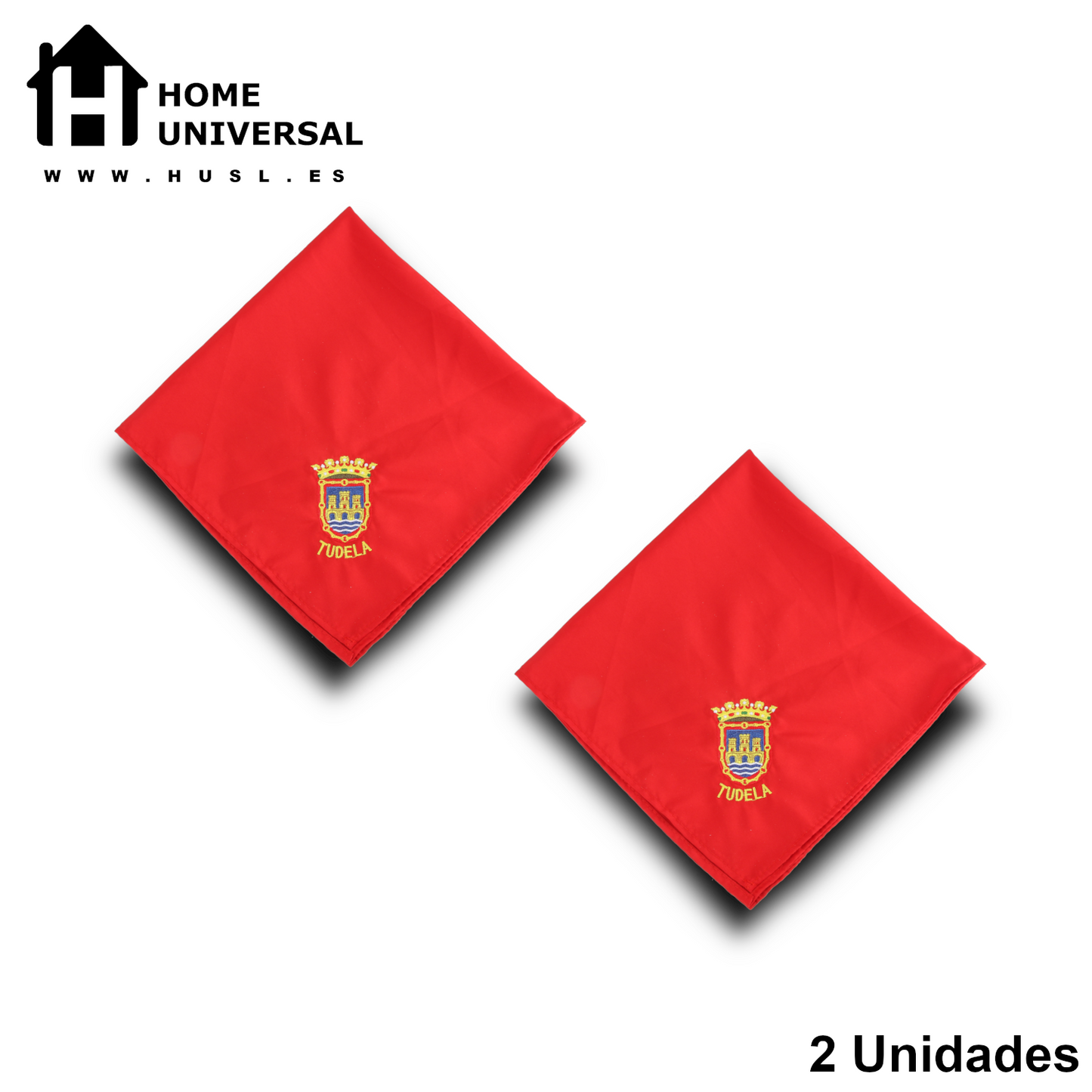Home Universal® Pañuelo Rojo para Fiestas de Tudela Santa Ana – Tradicional, Cómodo y Resistente para Celebraciones y Eventos Populares (Pañuelo Rojo - Bordado de Escudo Tudela, Modelo 02)