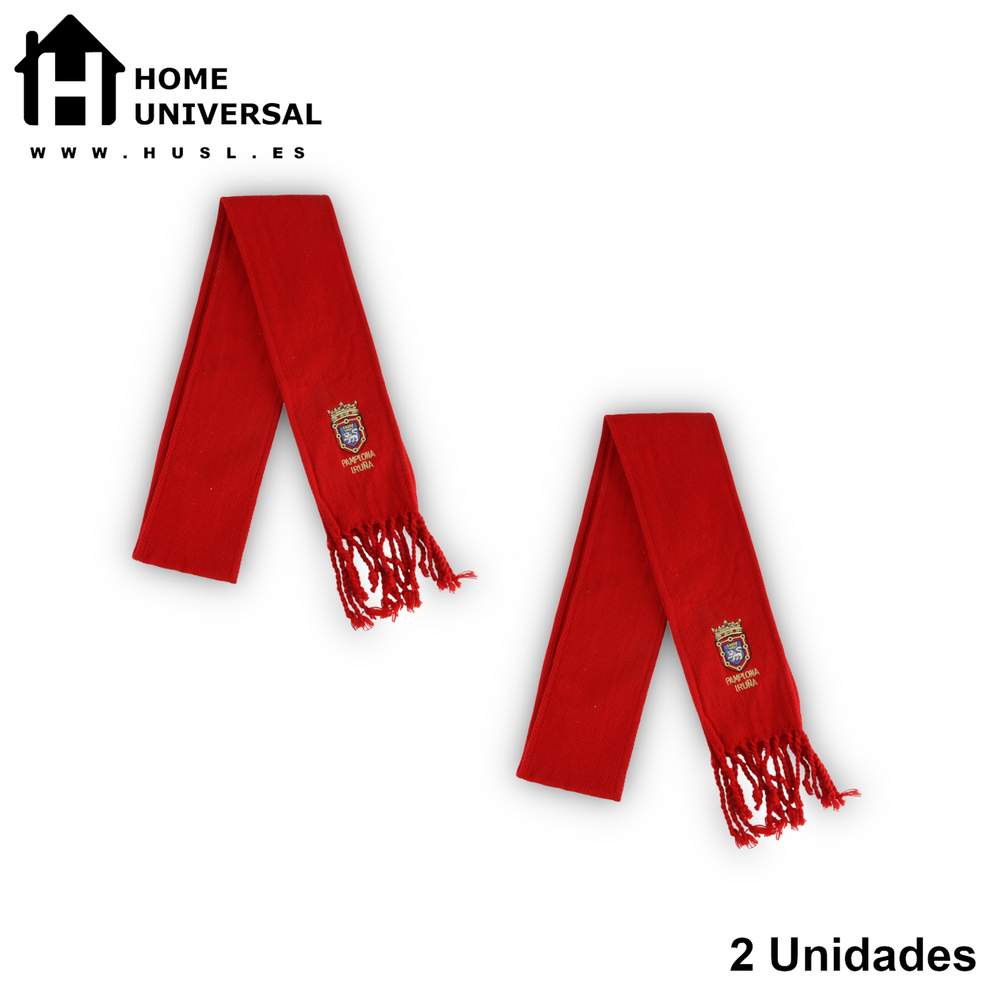 Home Universal® Fiestas Pamplona-Iruña (San Fermín) – Pack Set Accesorios con Pañuelos Rojos y Fajín Rojo Tradicional para Fiestas y Eventos, Estilo Oficial San Fermín (Fajín Rojo - Bordado de Escudo de Pamplona)