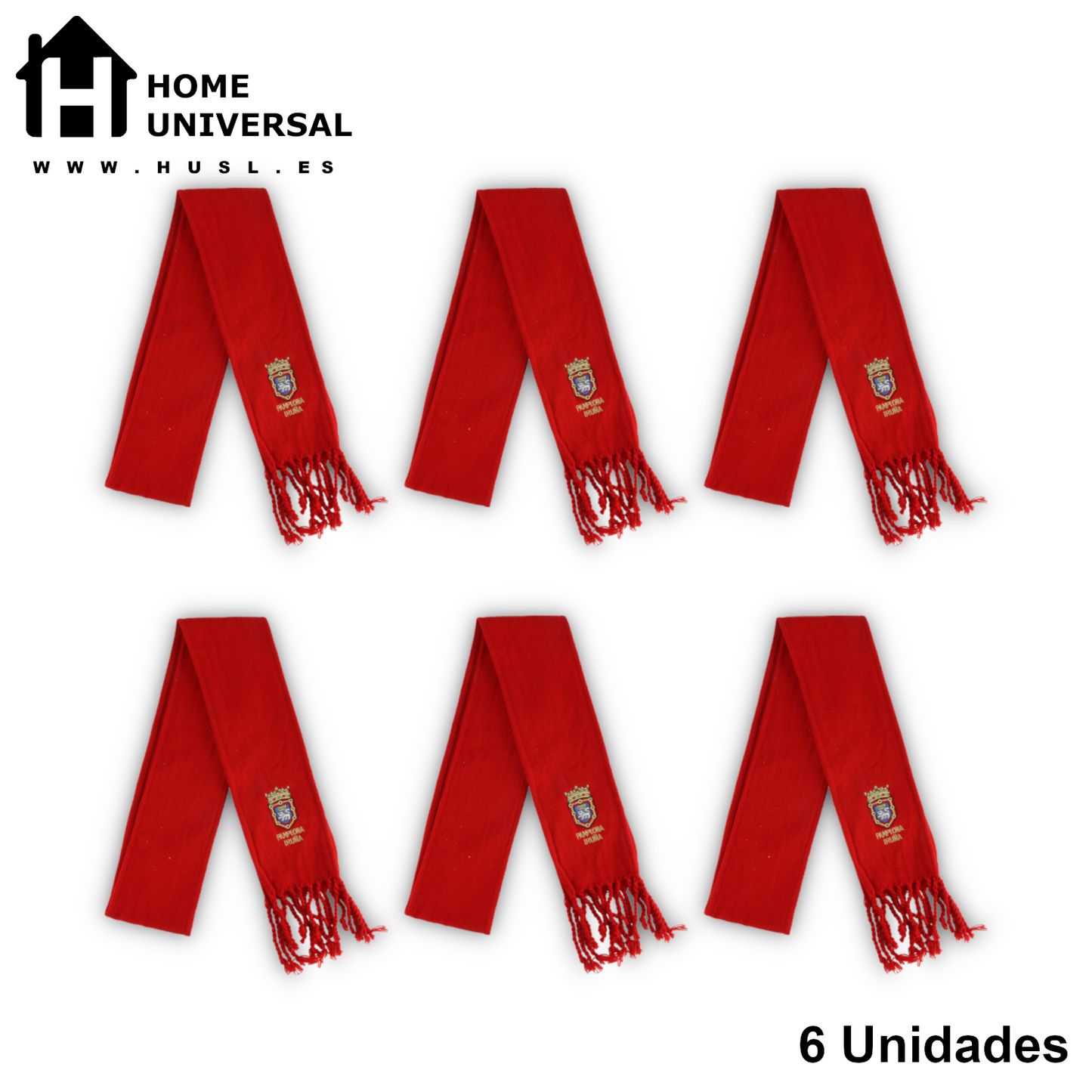 Home Universal® Fiestas Pamplona-Iruña (San Fermín) – Pack Set Accesorios con Pañuelos Rojos y Fajín Rojo Tradicional para Fiestas y Eventos, Estilo Oficial San Fermín (Fajín Rojo - Bordado de Escudo de Pamplona)