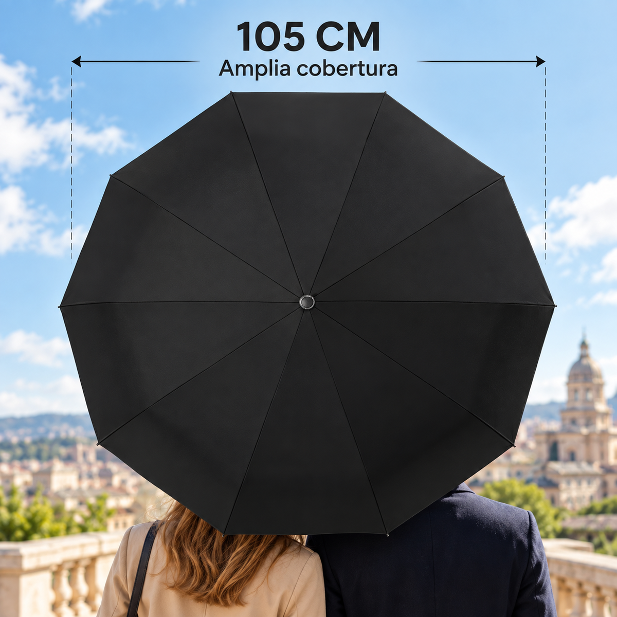Home Universal® Paraguas Automático Plegable Grande, Compacto y Resistente, para Lluvia y Sol (Automático Apertura y Cierre (Mango Curvo))