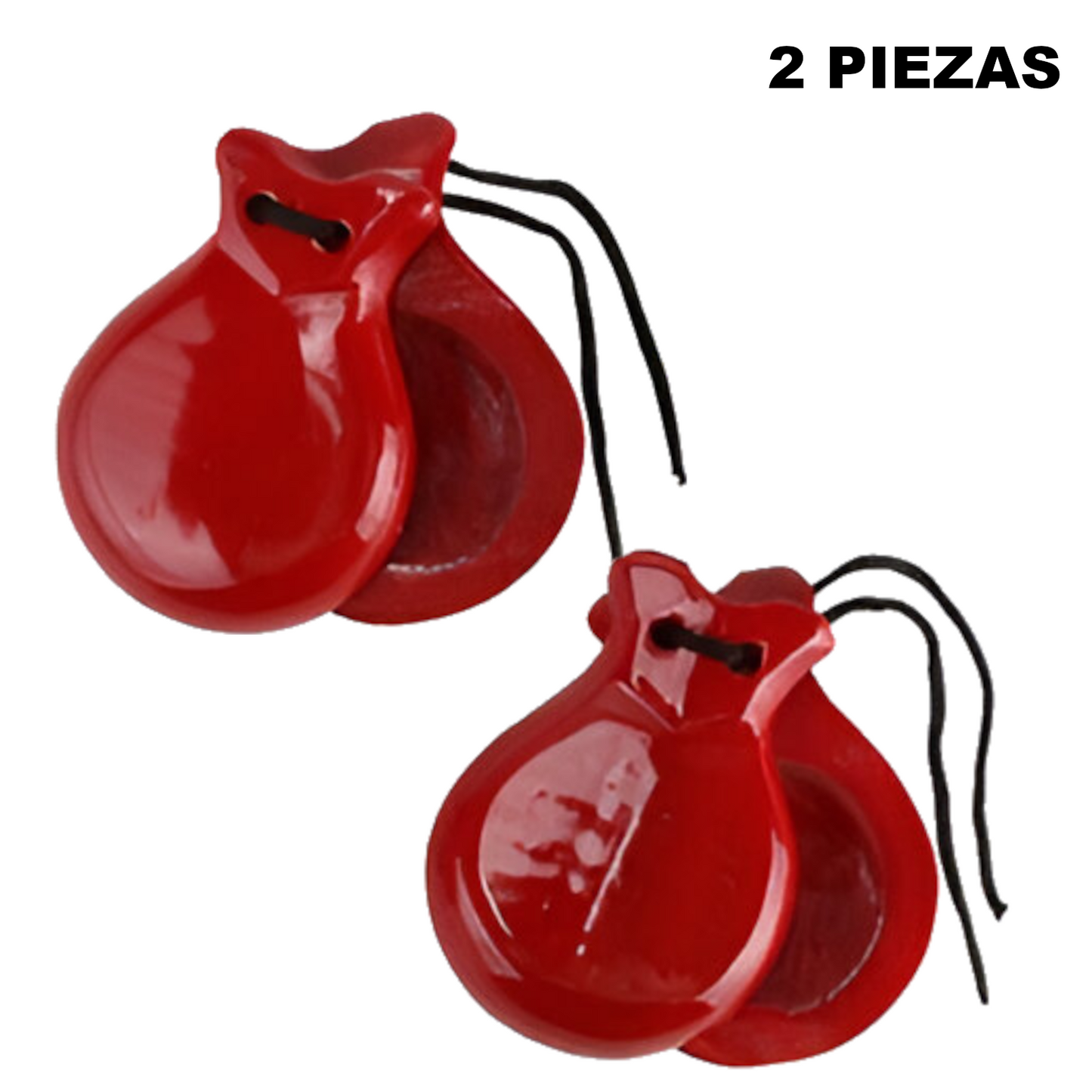Home Universal® Castañuelas Flamencas Rojas con Lunares, Castañuelas Españolas para Baile de Flamenco,Sonido Tradicional,Ideales para Fiestas de Sevilla, Ferias, Disfraces y Eventos Españoles,2 Piezas (Color Liso · Rojo)